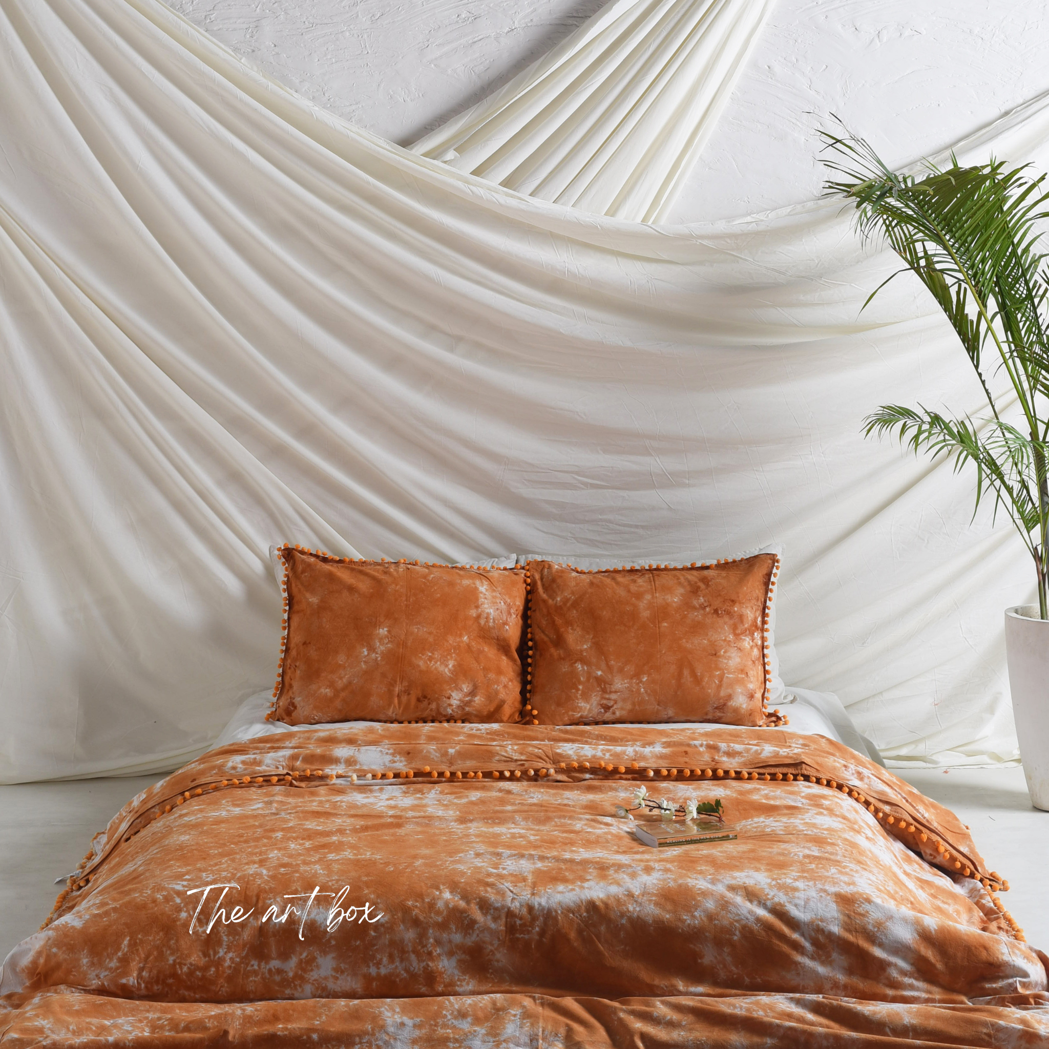 Rust Tie-Dye Duvet Cover with Pillow cases Set