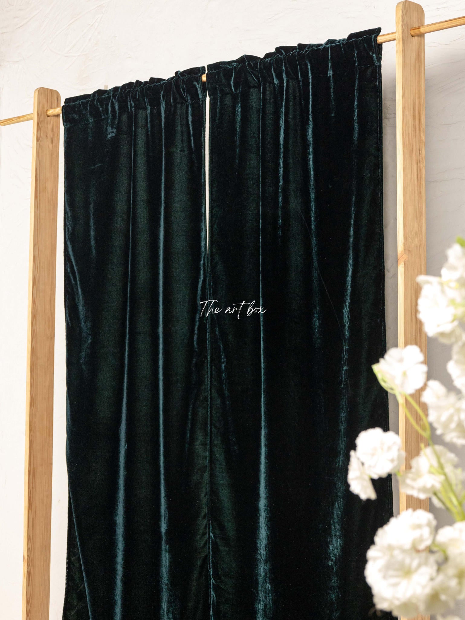 Forest Green Velvet Curtains - 2 panel set