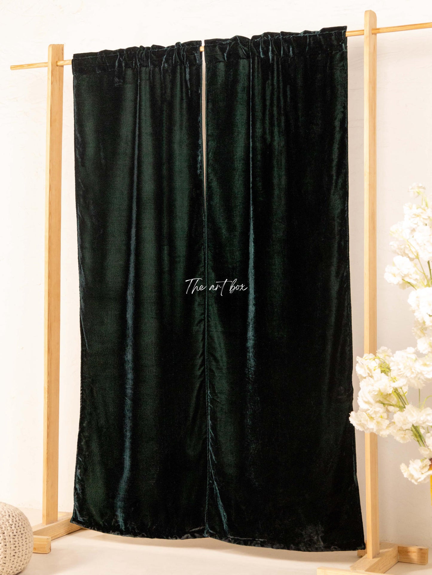 Forest Green Velvet Curtains - 2 panel set