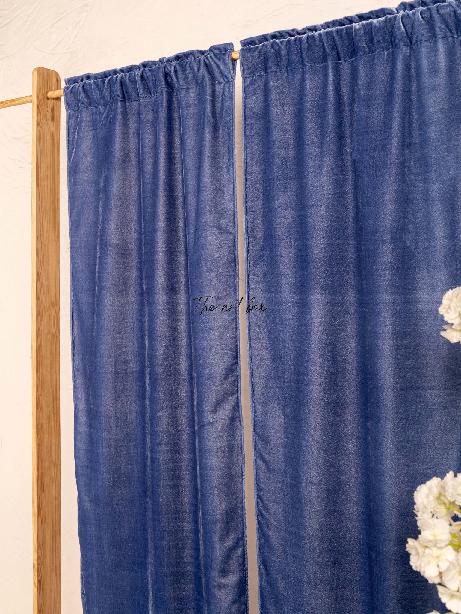 Blue Velvet Curtains - 2 panel set