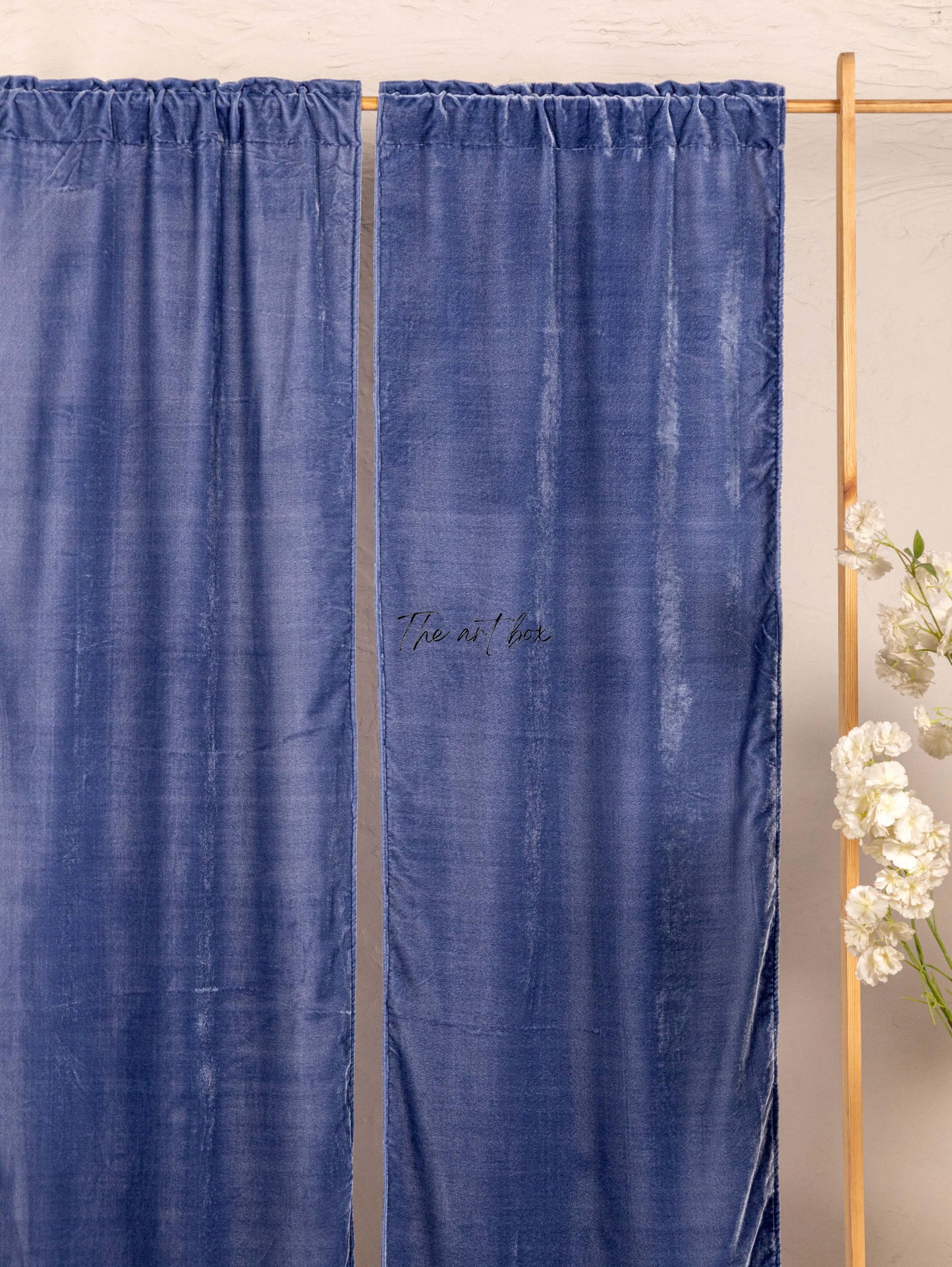 Blue Velvet Curtains - 2 panel set