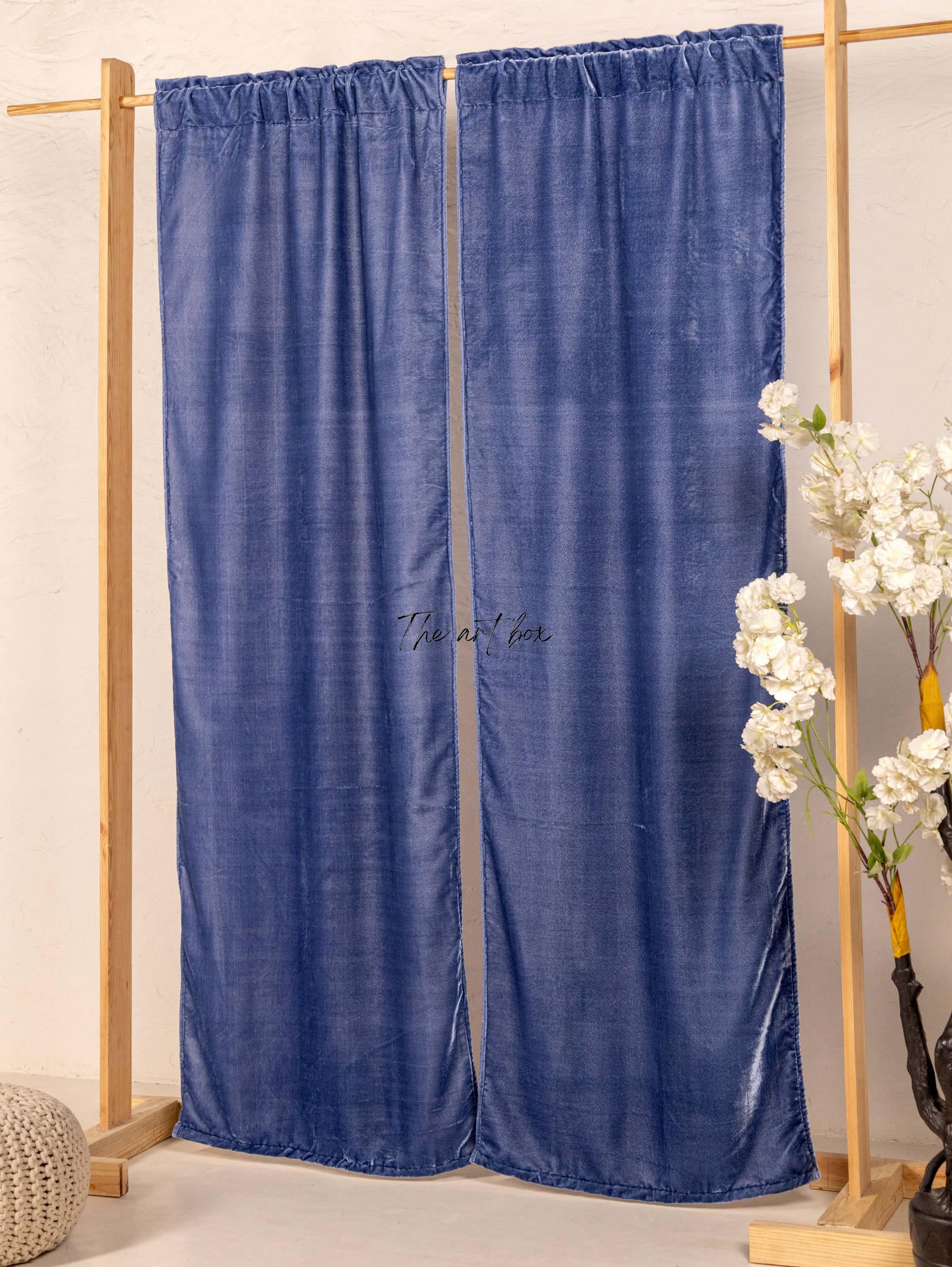 Blue Velvet Curtains - 2 panel set