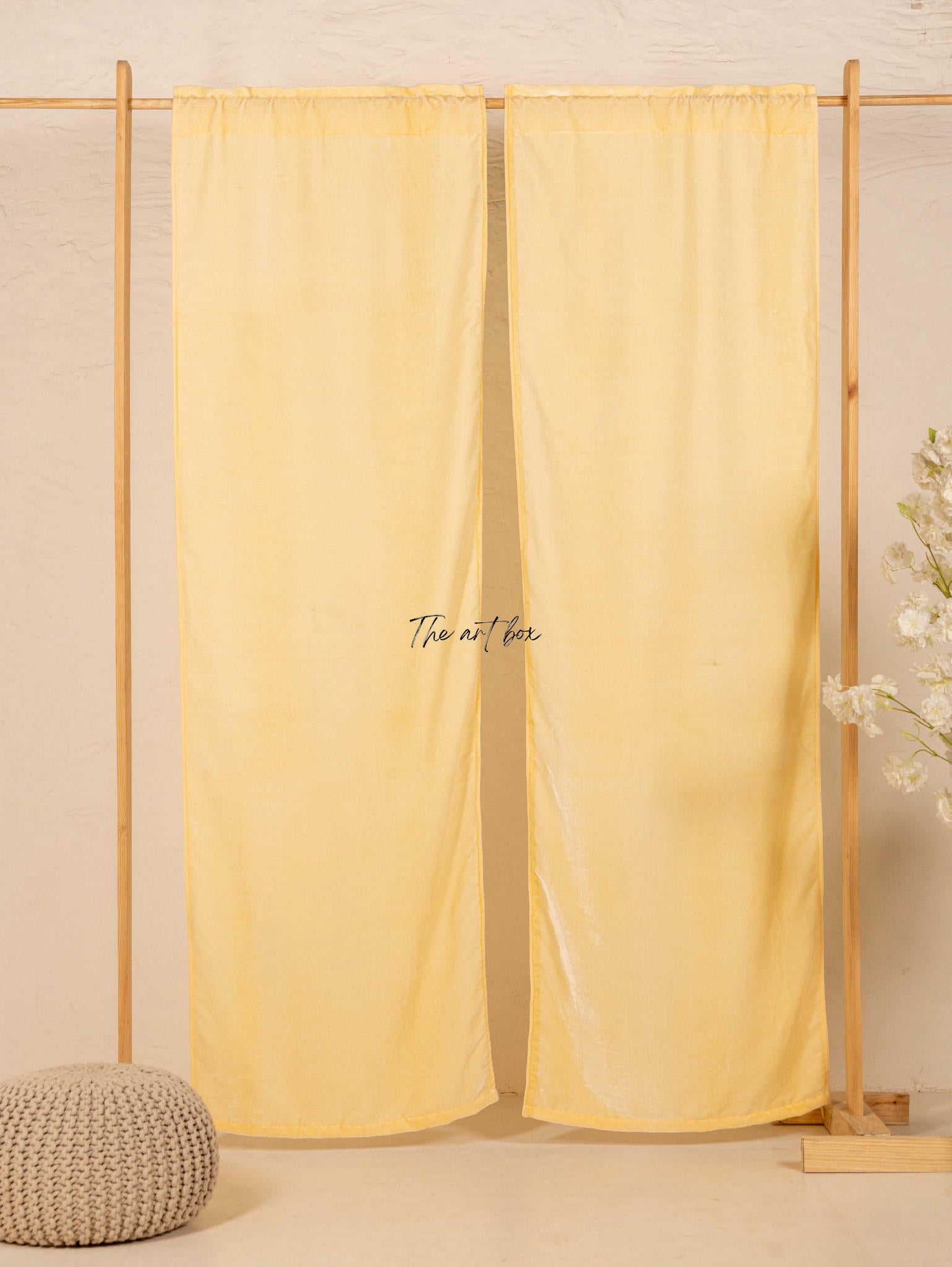 Cream Velvet Curtains - 2 panel set