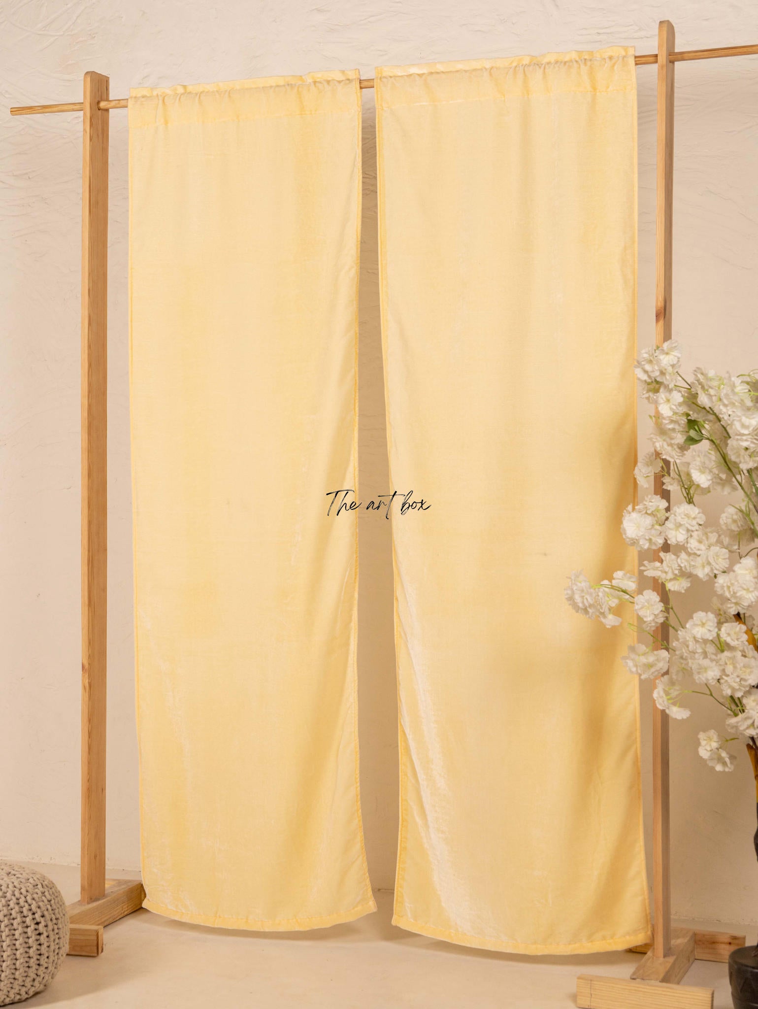 Cream Velvet Curtains - 2 panel set