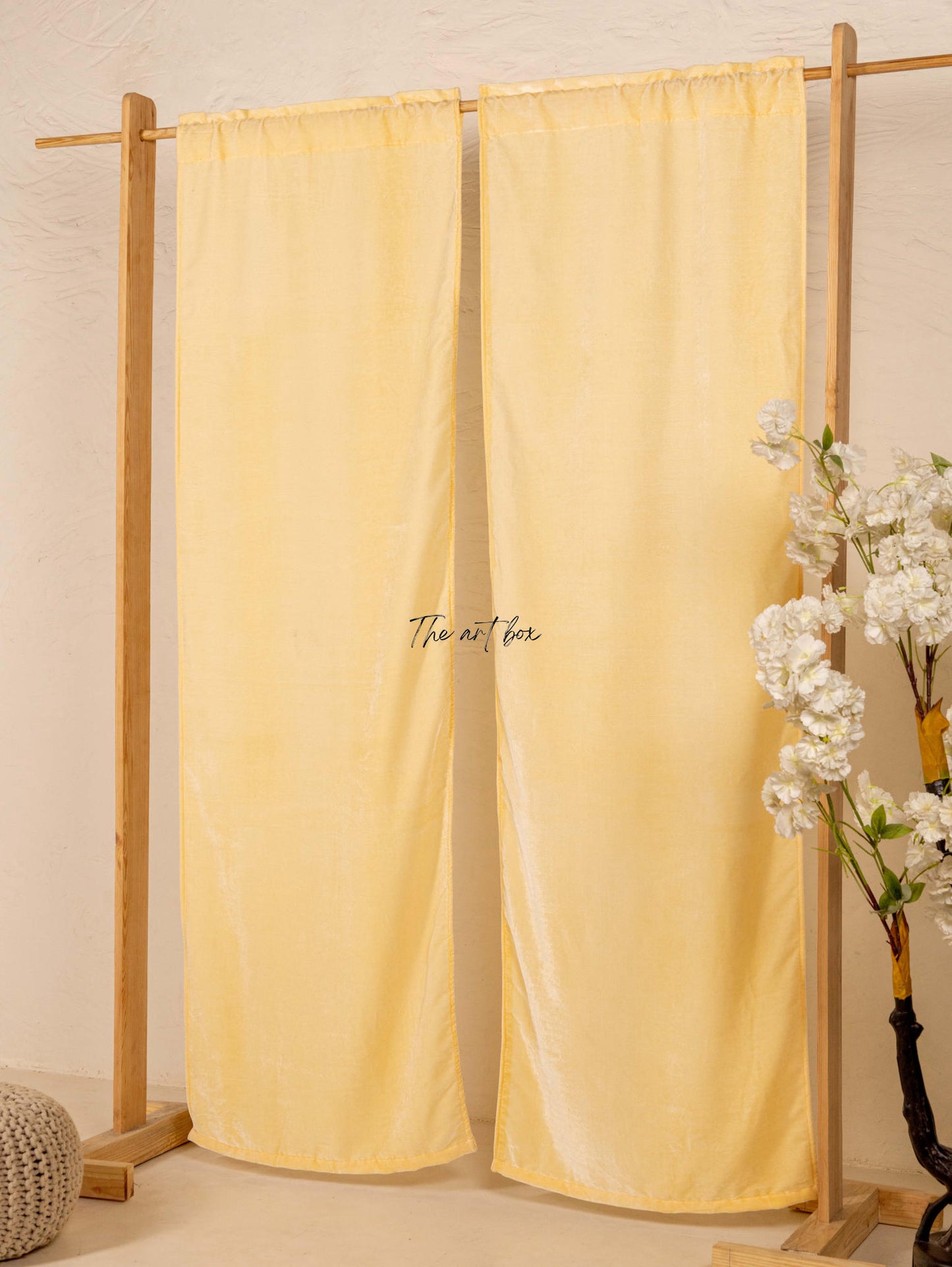 Cream Velvet Curtains - 2 panel set