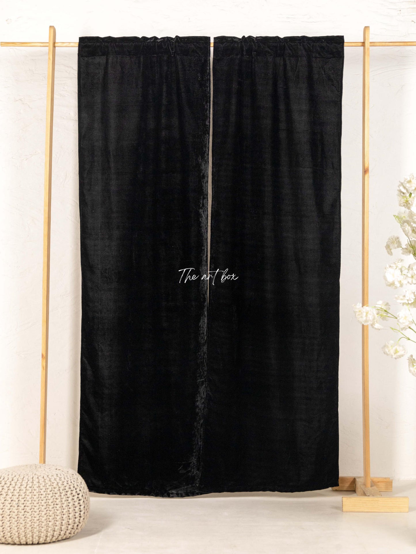 Black Velvet Curtains - 2 panel set