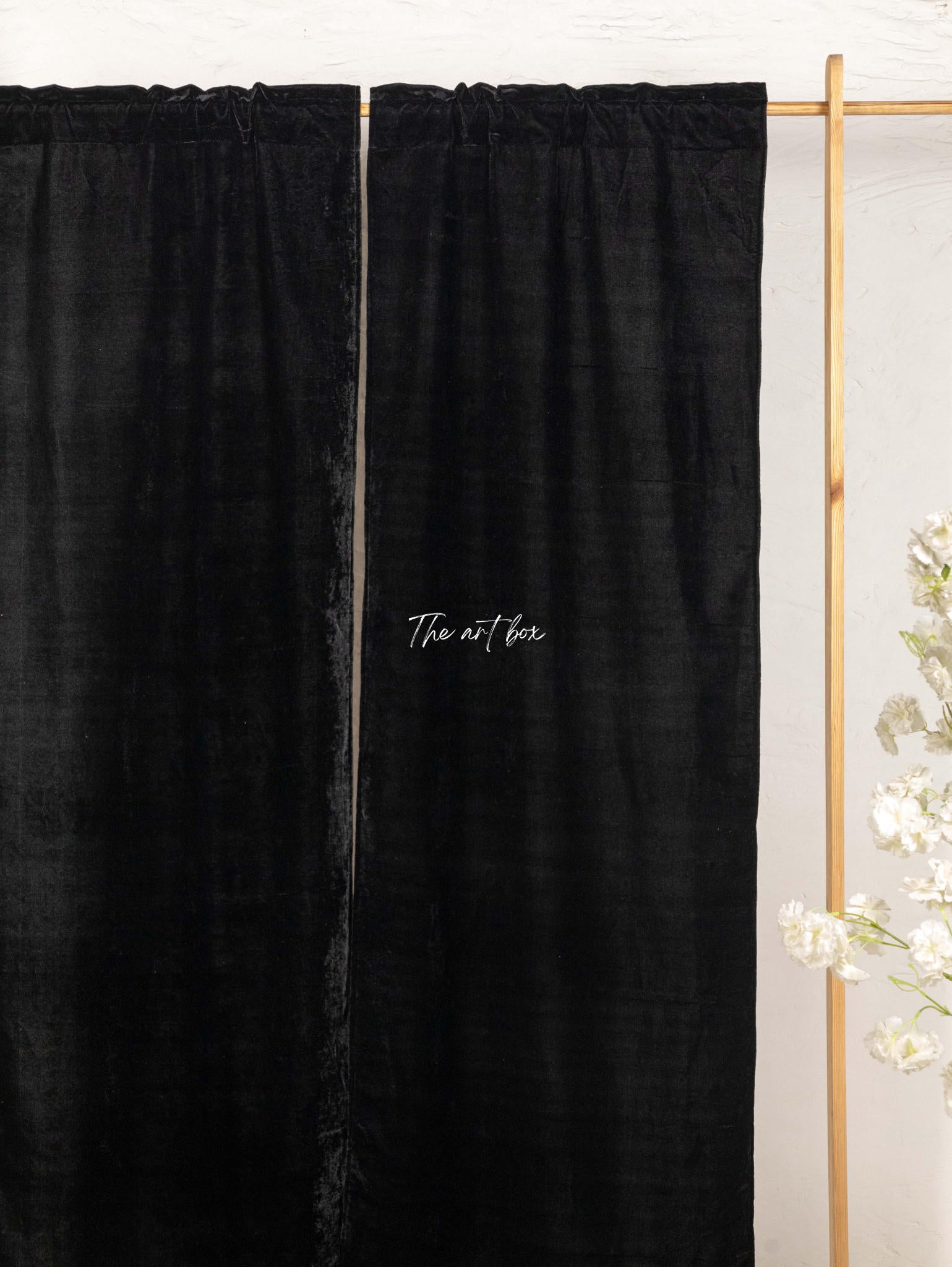 Black Velvet Curtains - 2 panel set