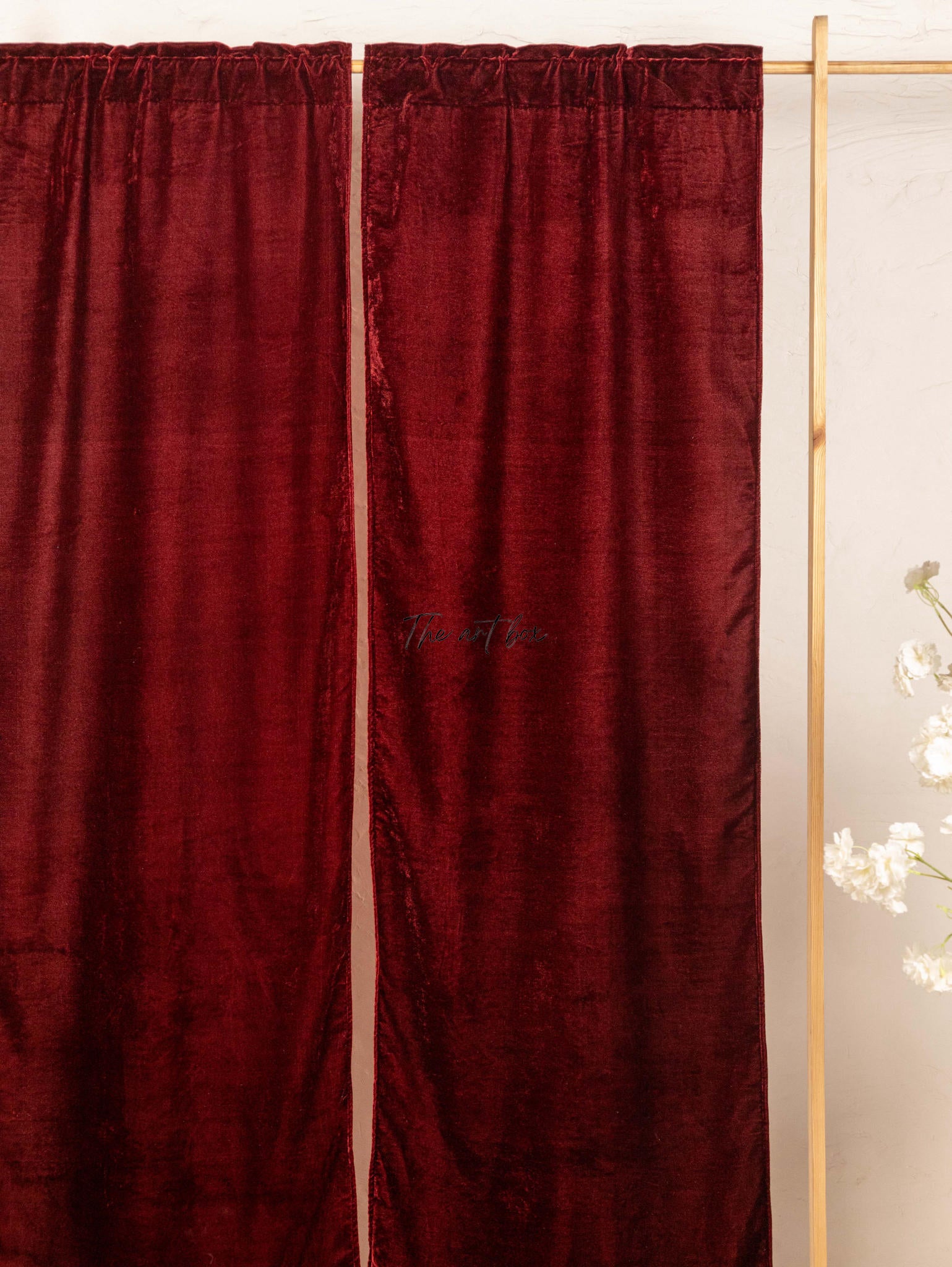 Maroon Velvet Curtains - 2 panel set