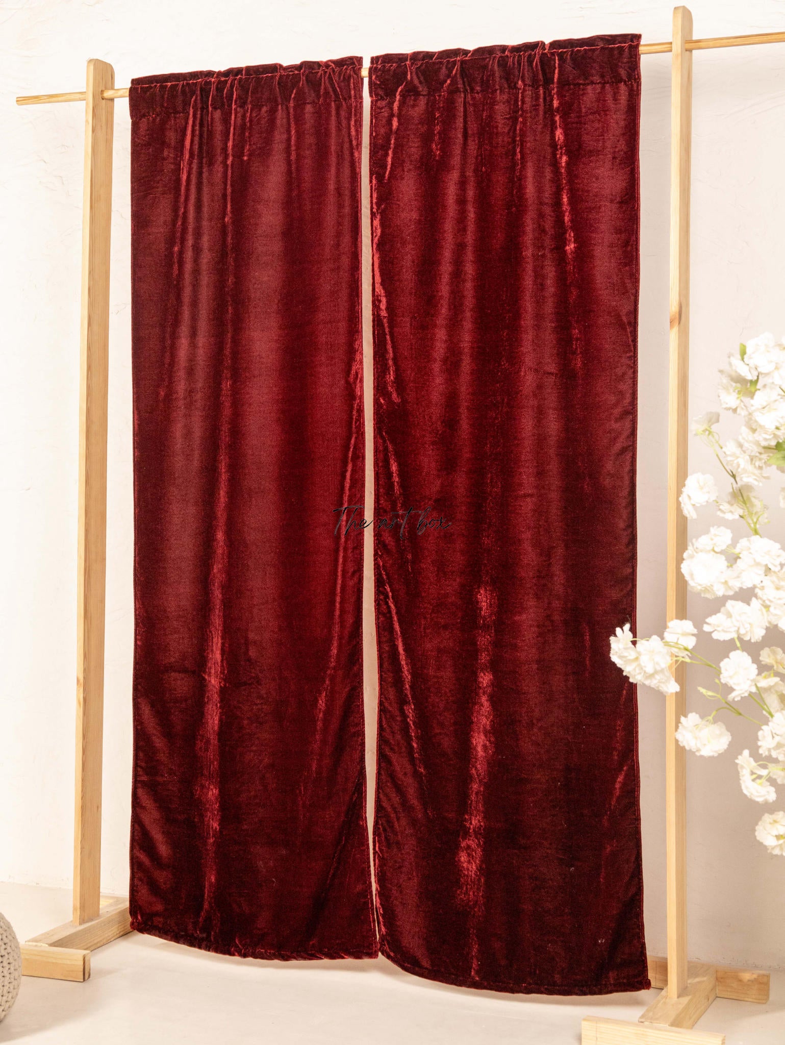 Maroon Velvet Curtains - 2 panel set