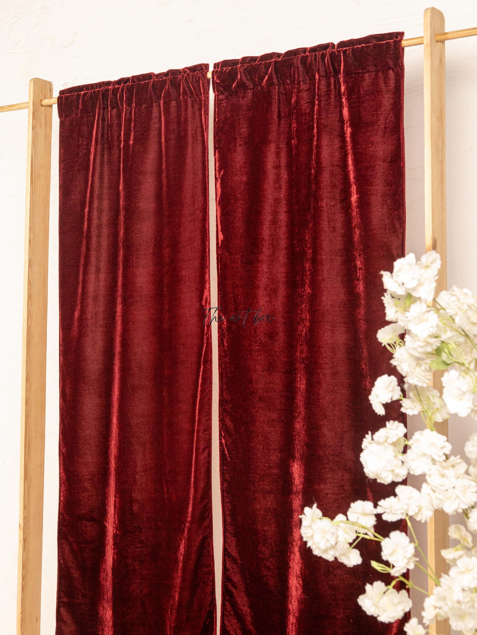 Maroon Velvet Curtains - 2 panel set