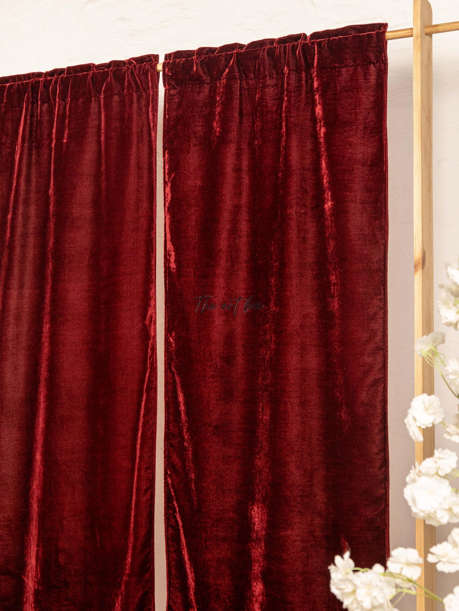 Maroon Velvet Curtains - 2 panel set