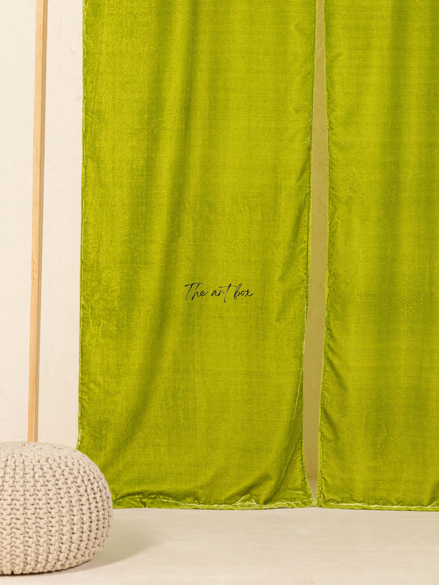 Parrot Green Velvet Curtains - 2 panel set