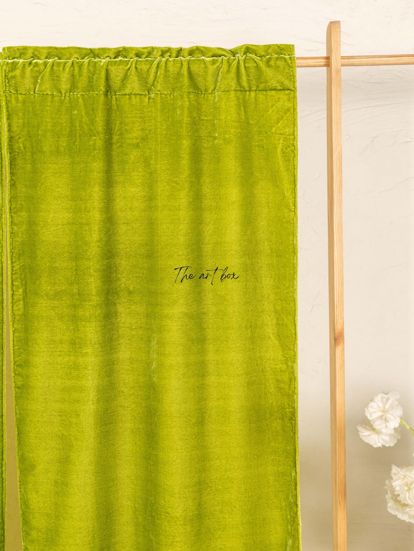 Parrot Green Velvet Curtains - 2 panel set