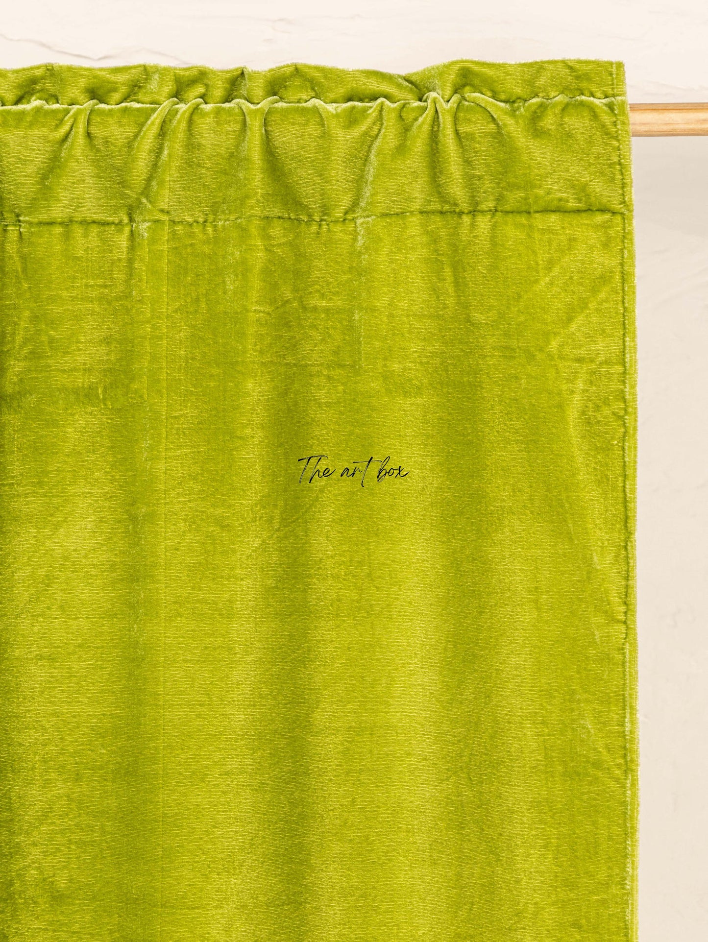 Parrot Green Velvet Curtains - 2 panel set