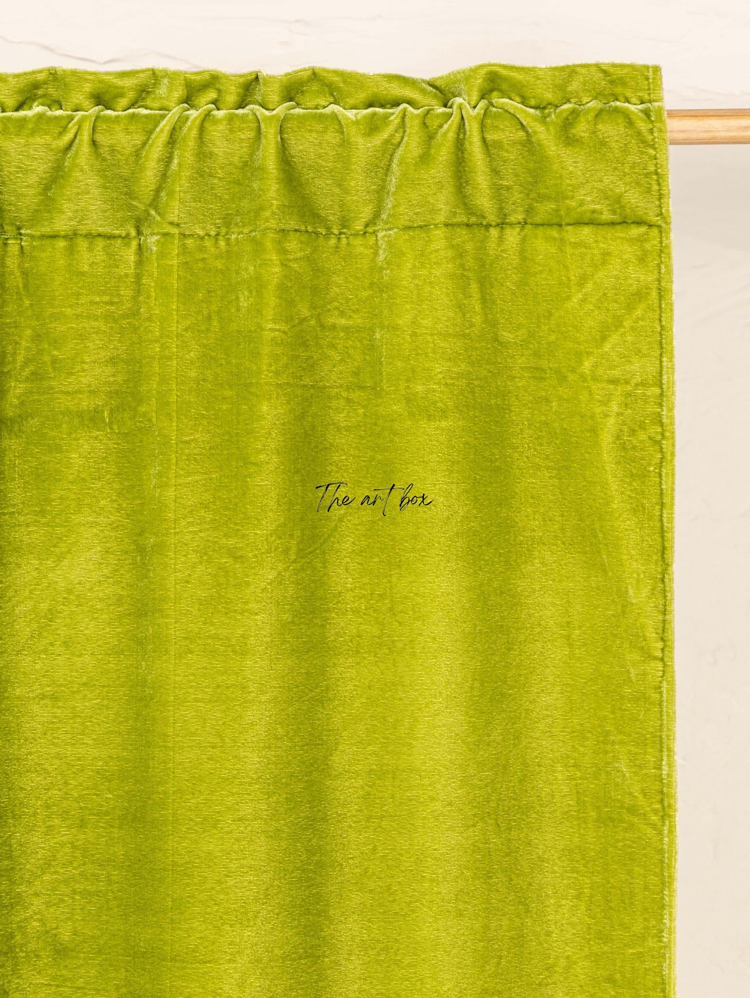 Parrot Green Velvet Curtains - 2 panel set