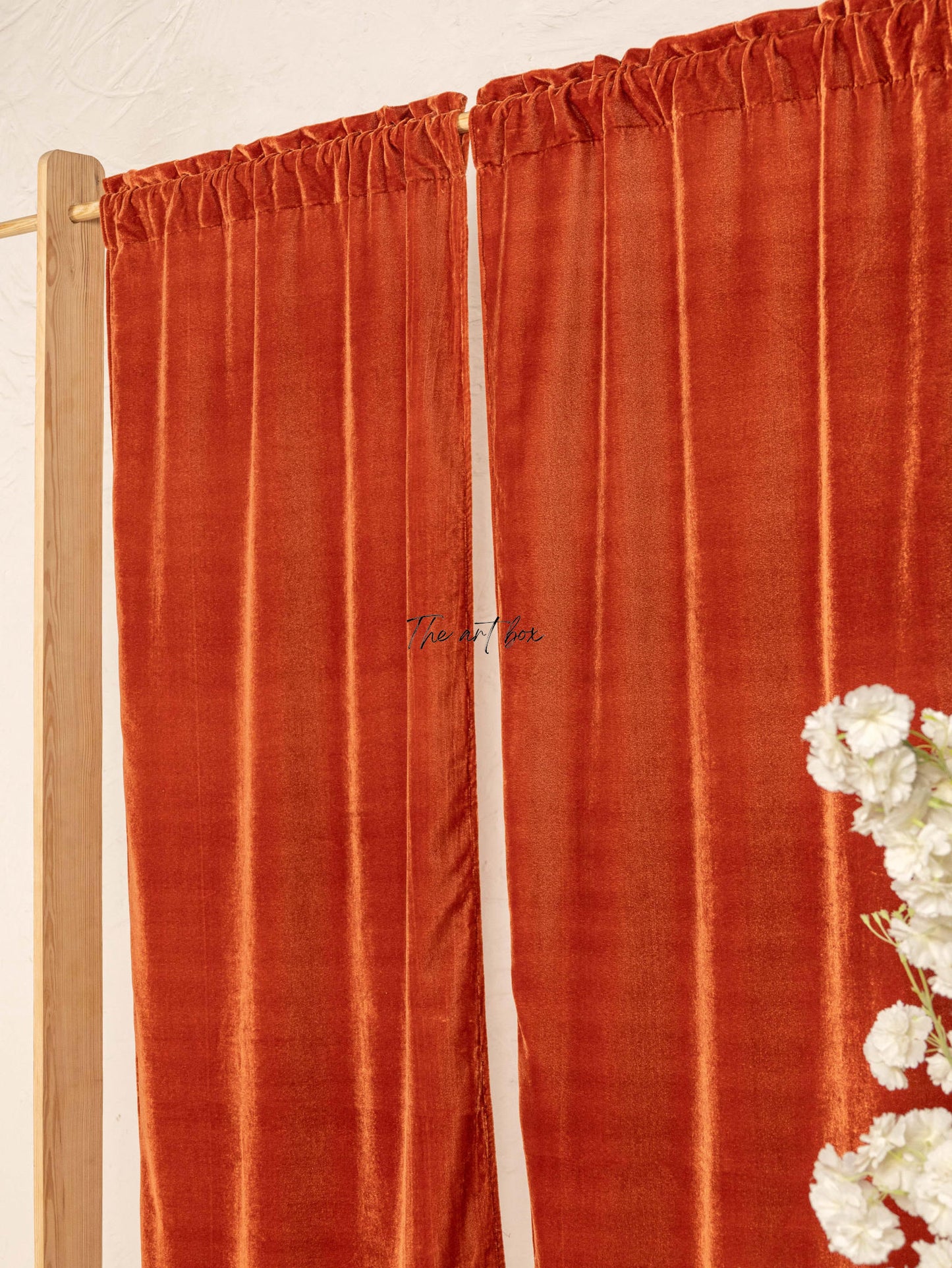 Rust Velvet Curtains - 2 panel set