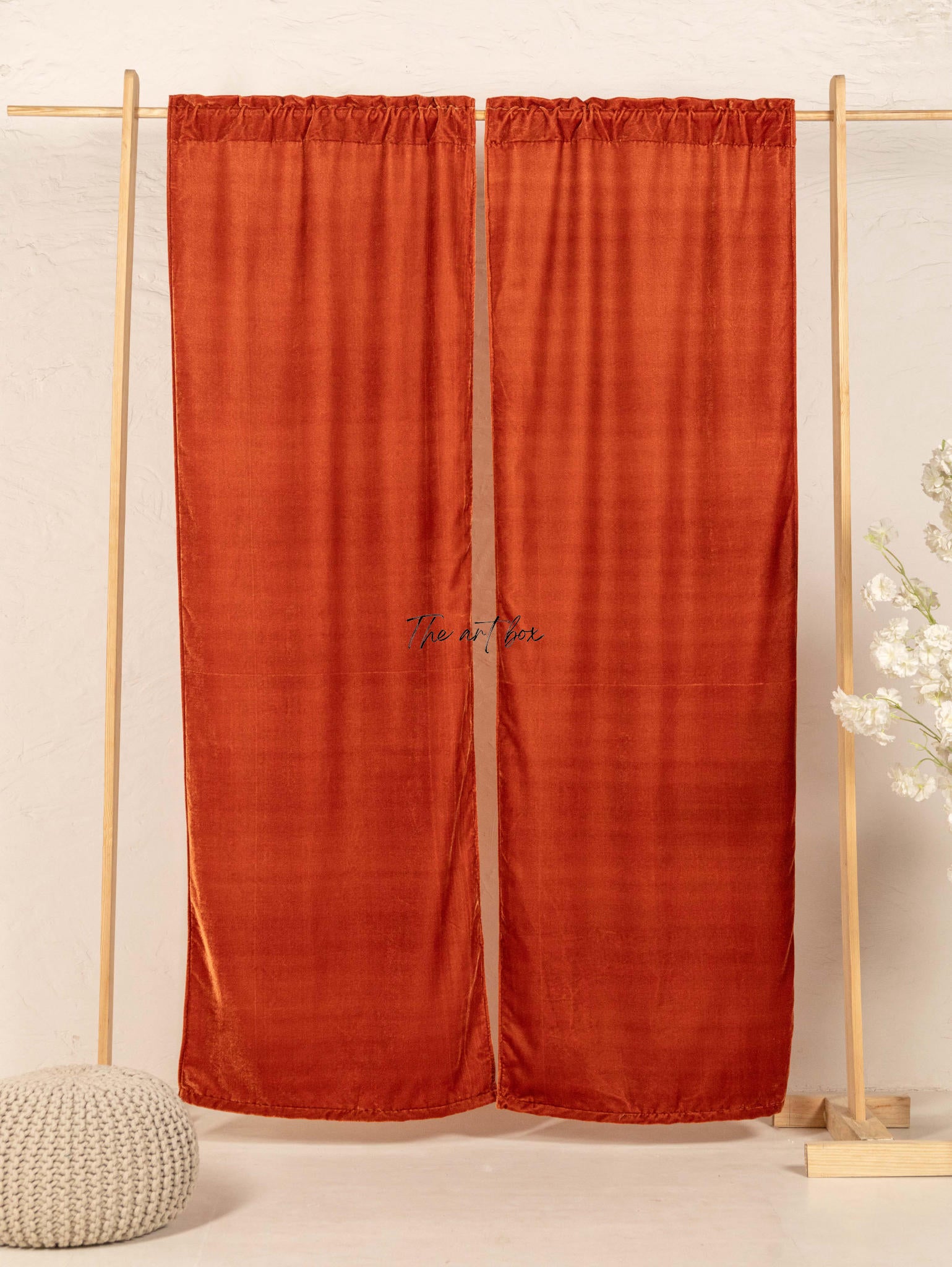 Rust Velvet Curtains - 2 panel set