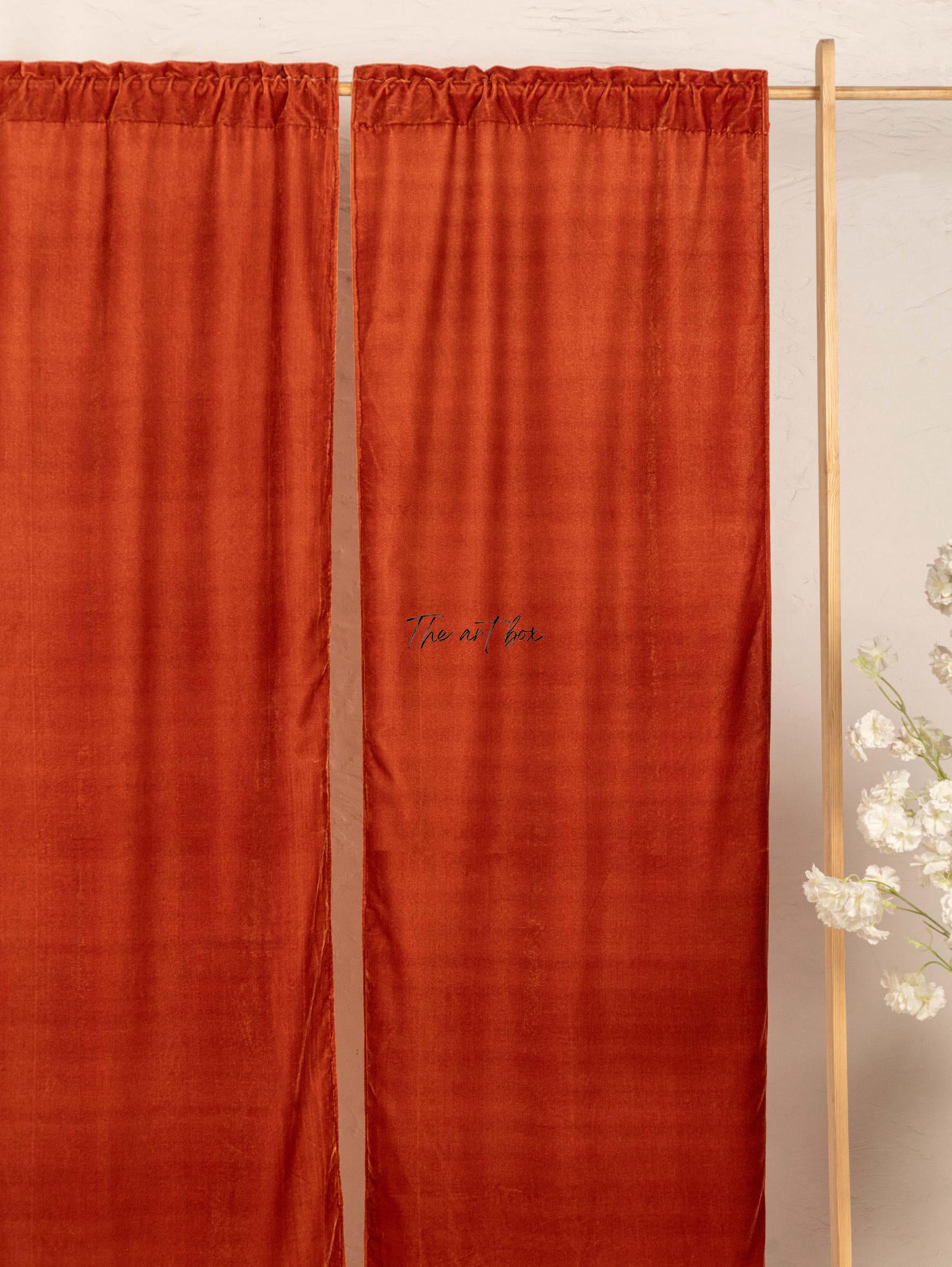 Rust Velvet Curtains - 2 panel set