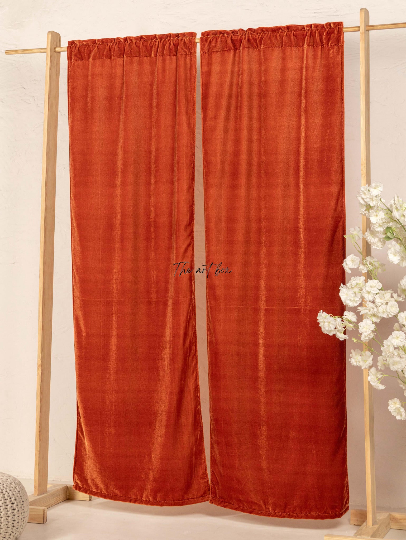 Rust Velvet Curtains - 2 panel set