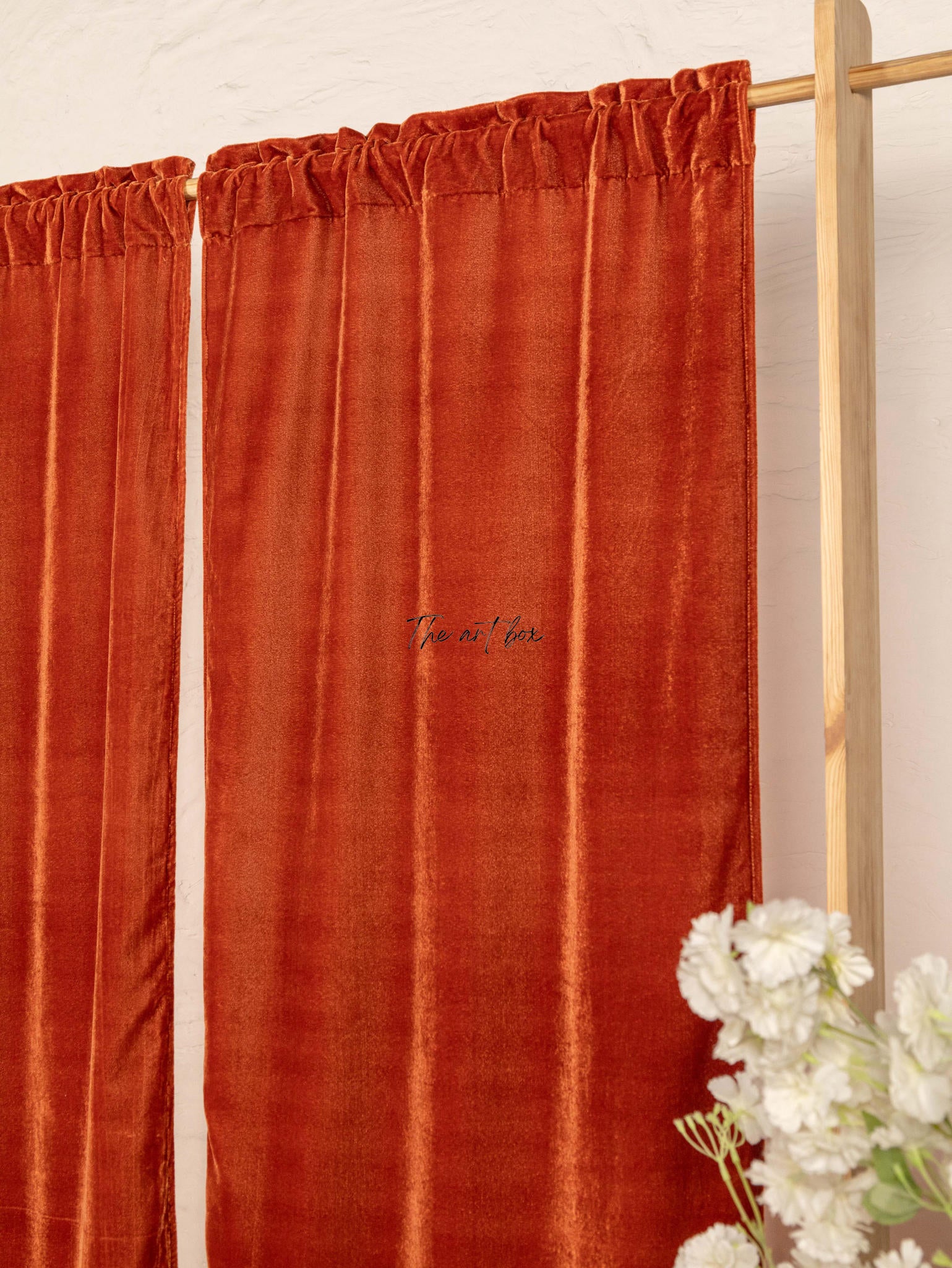 Rust Velvet Curtains - 2 panel set