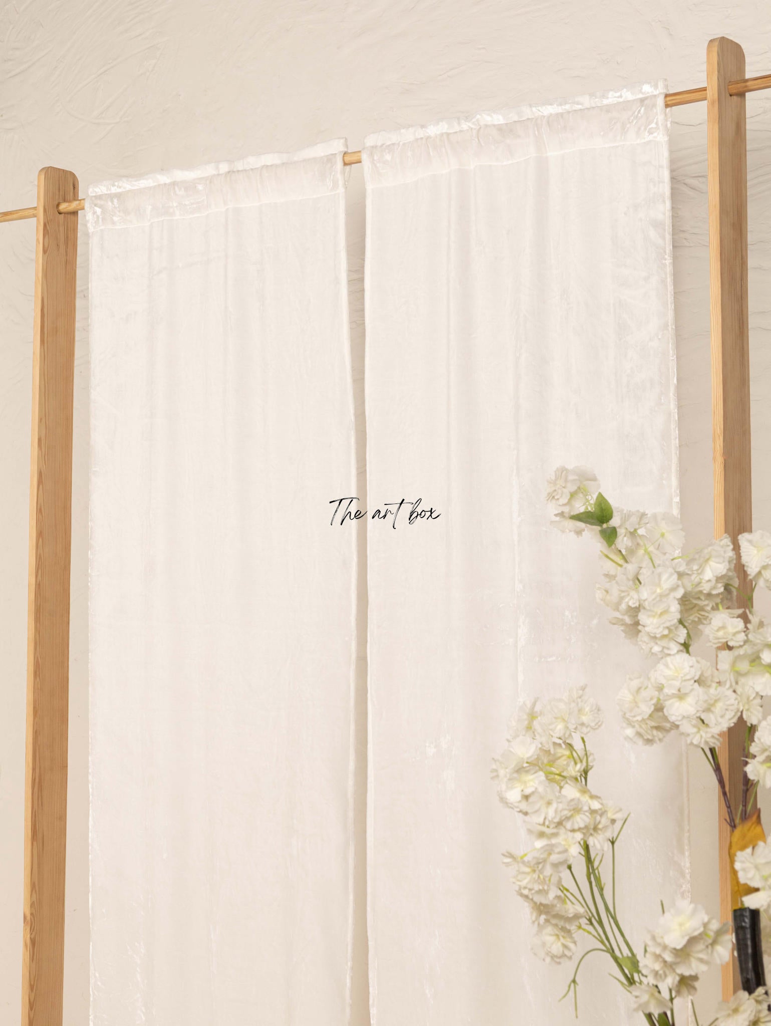 White Velvet Curtains - 2 panel set