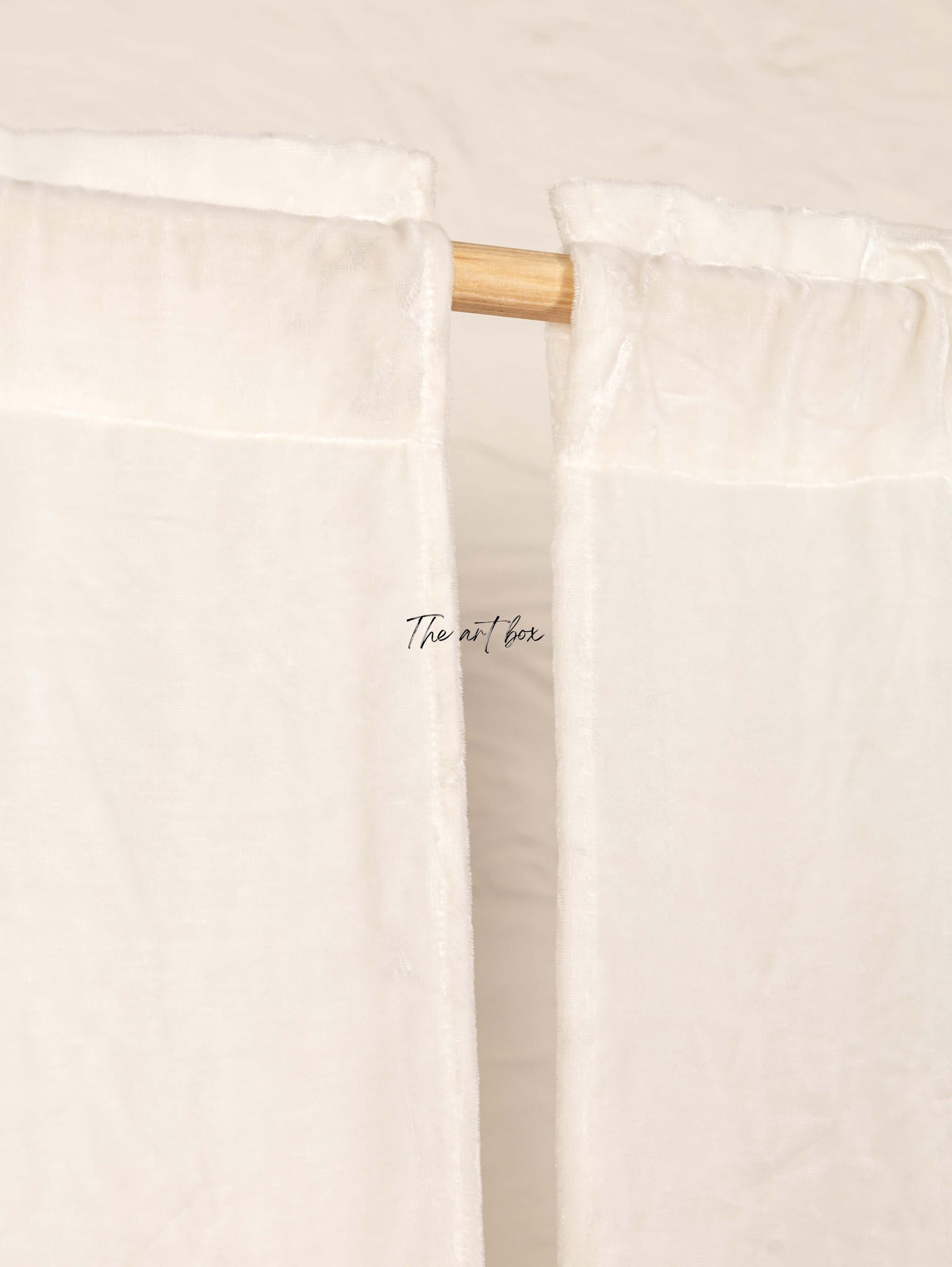 White Velvet Curtains - 2 panel set