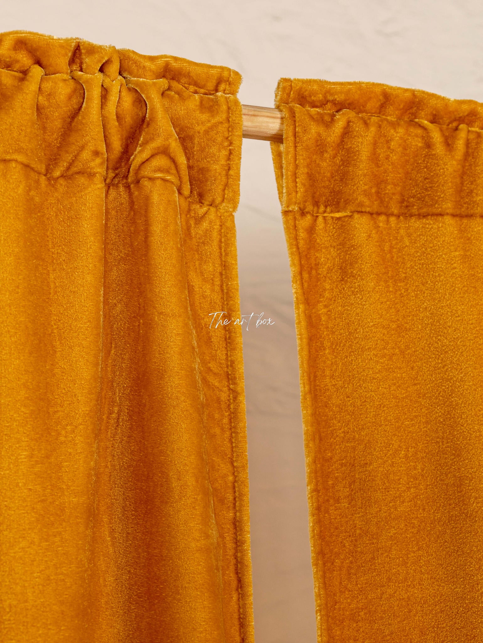 Yellow Velvet Curtains - 2 panel set