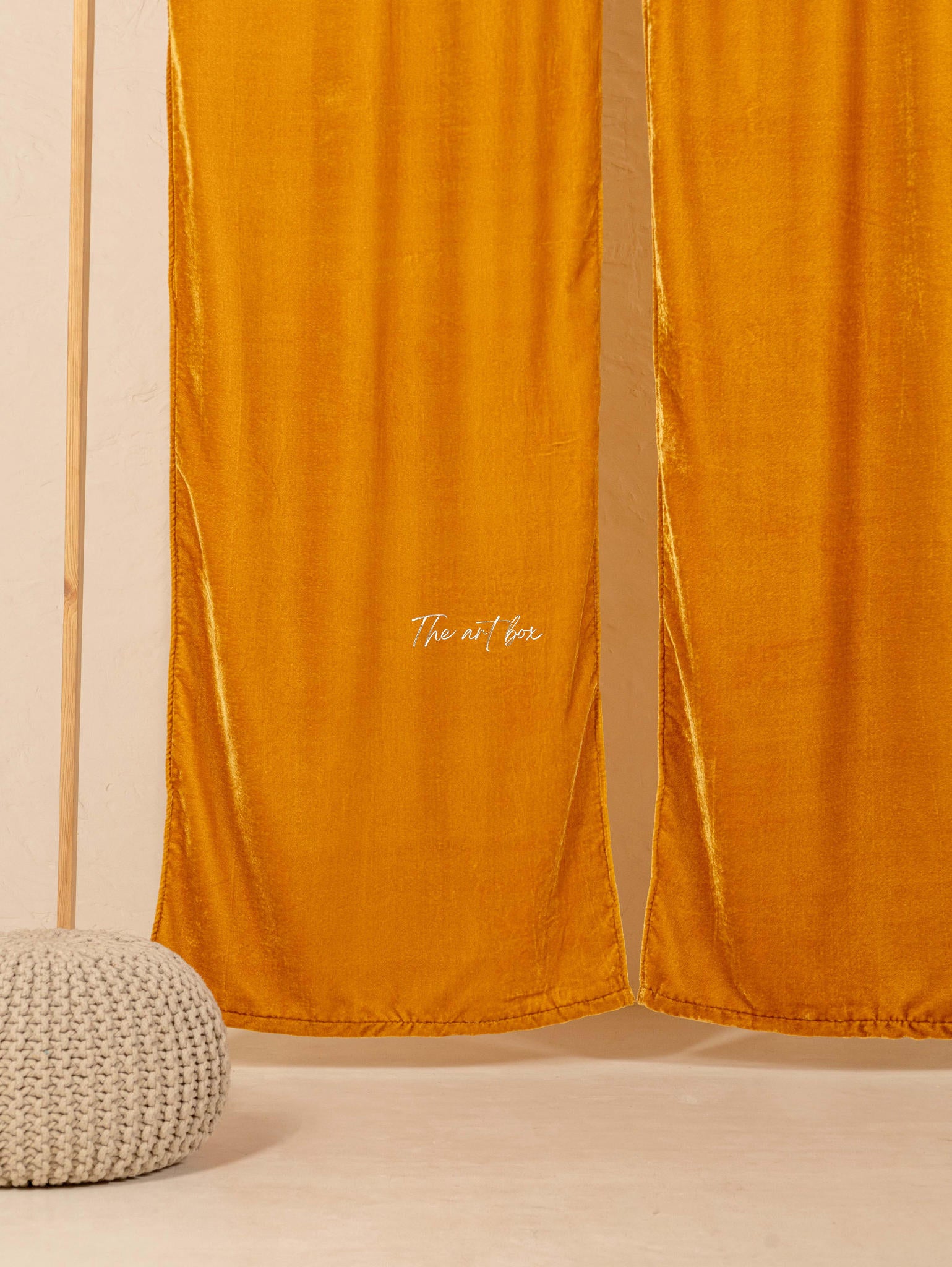 Yellow Velvet Curtains - 2 panel set