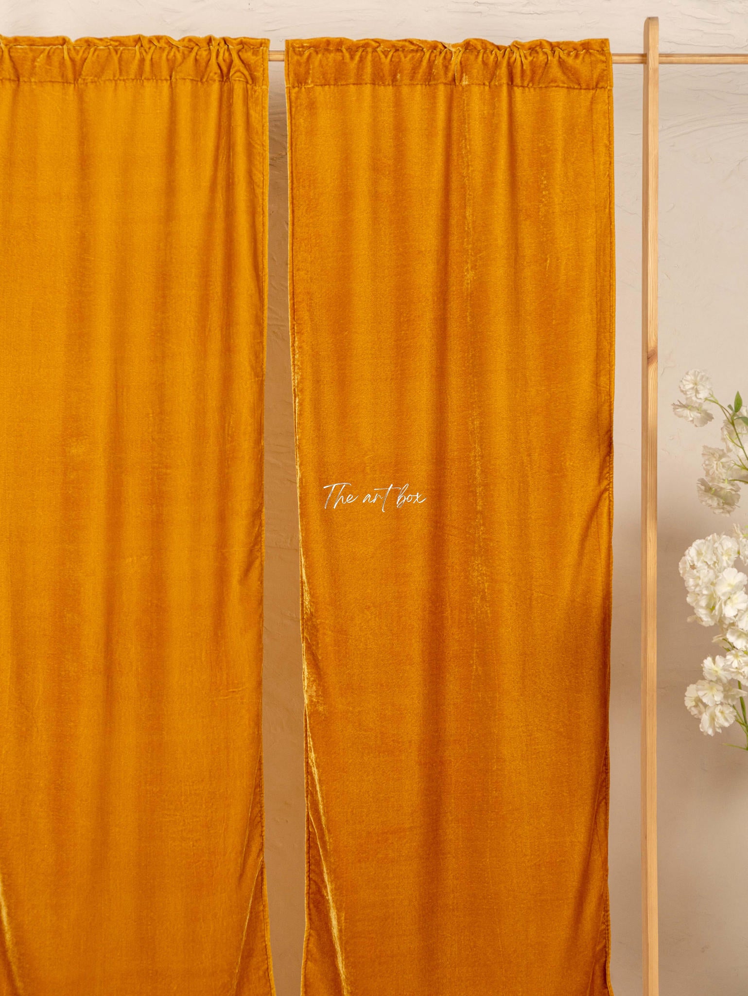 Yellow Velvet Curtains - 2 panel set