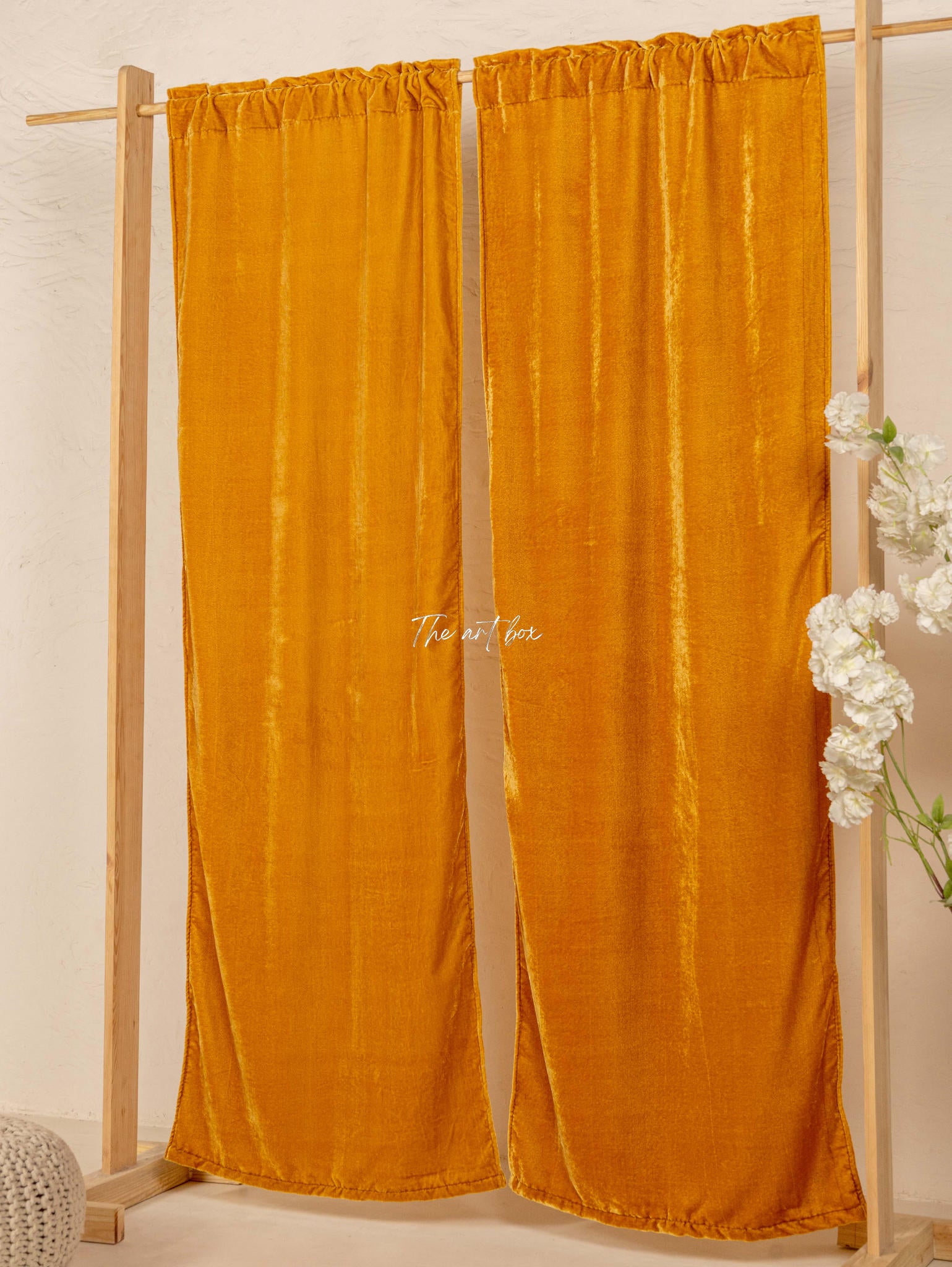 Yellow Velvet Curtains - 2 panel set