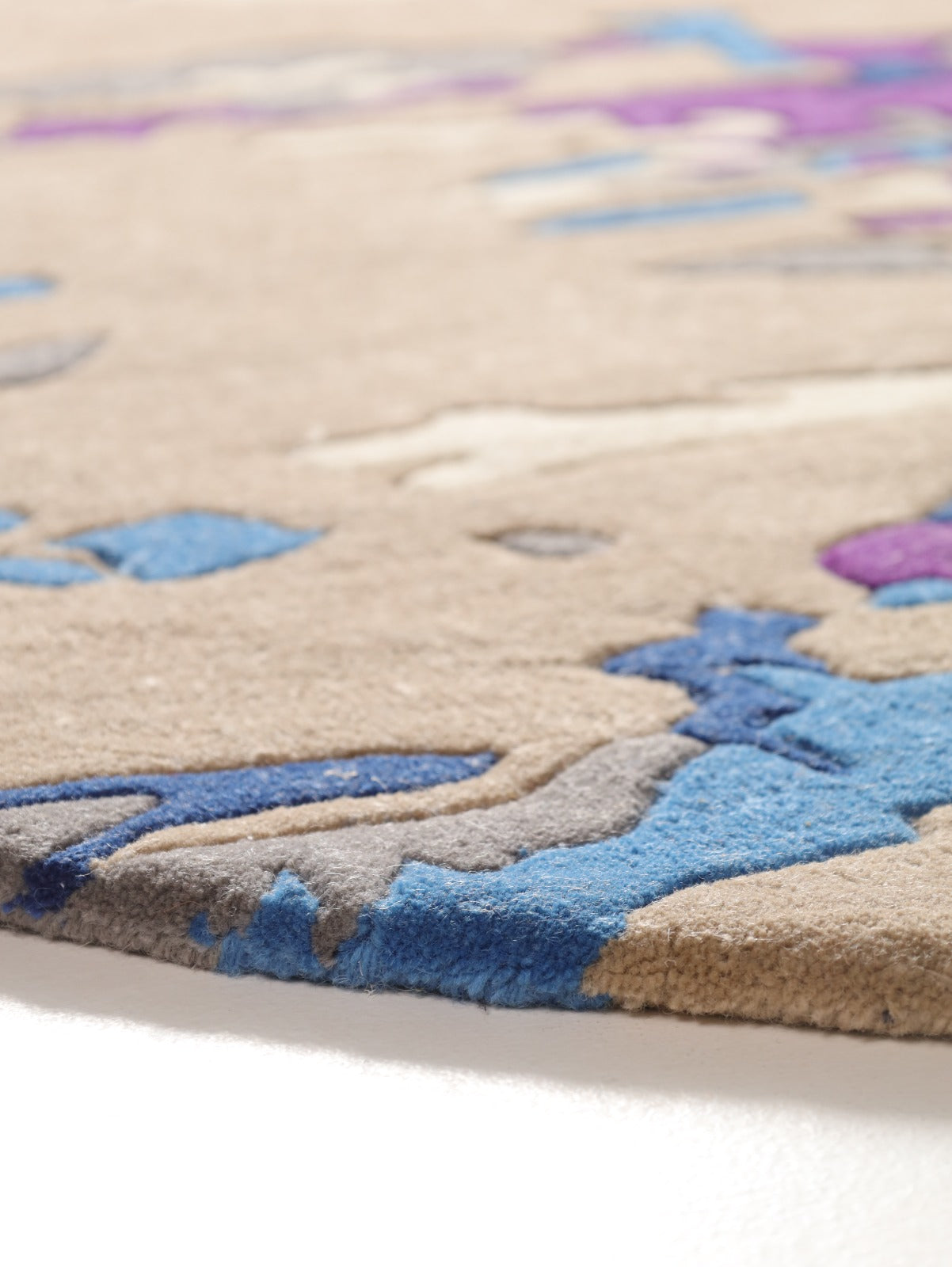 Premium Hand-Tufted Abstract Round Rug | Modern Blue & Purple Artistic Area Rug for Living Room & Bedroom