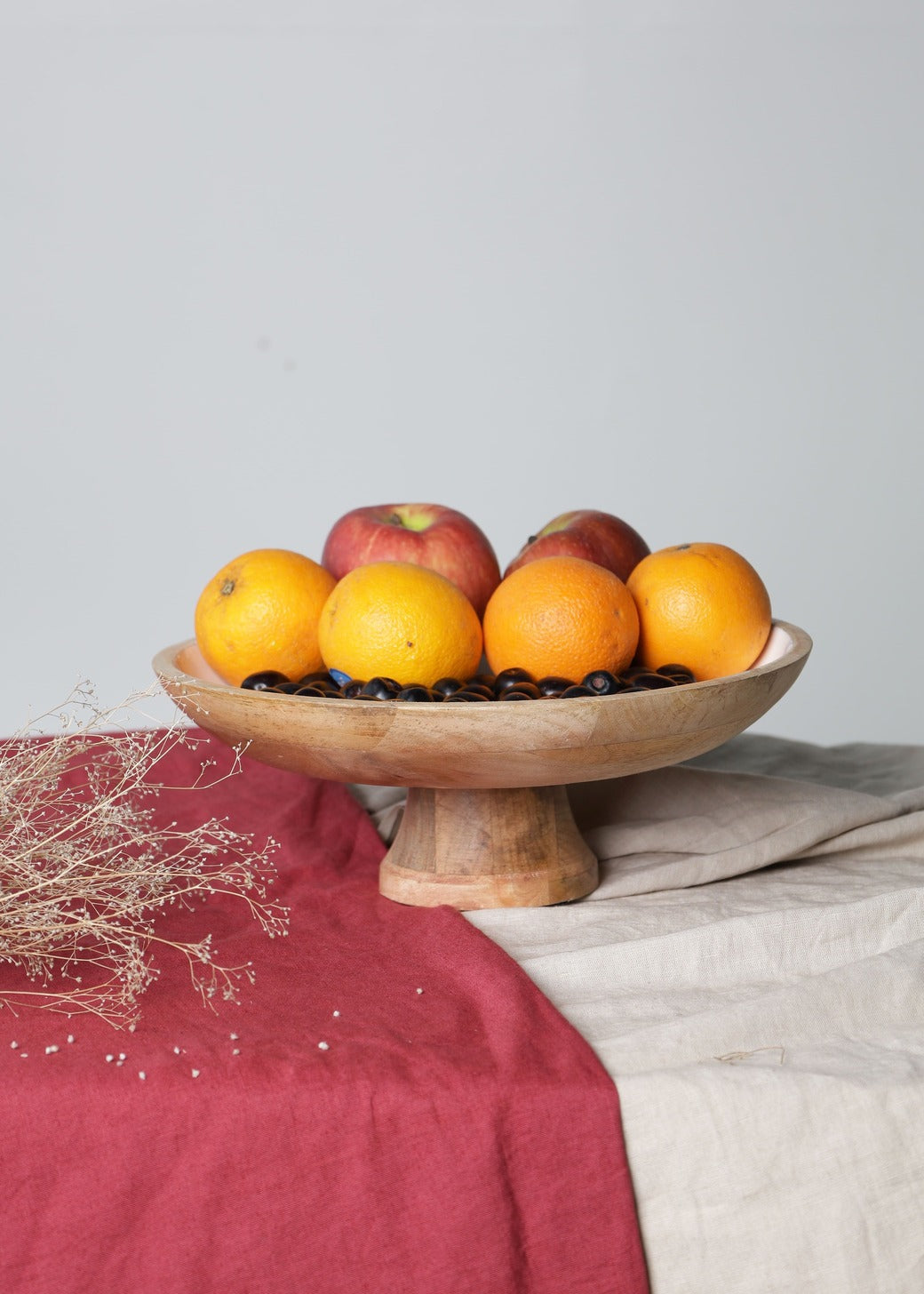 Mango Wood Fruit Platter - White Texture