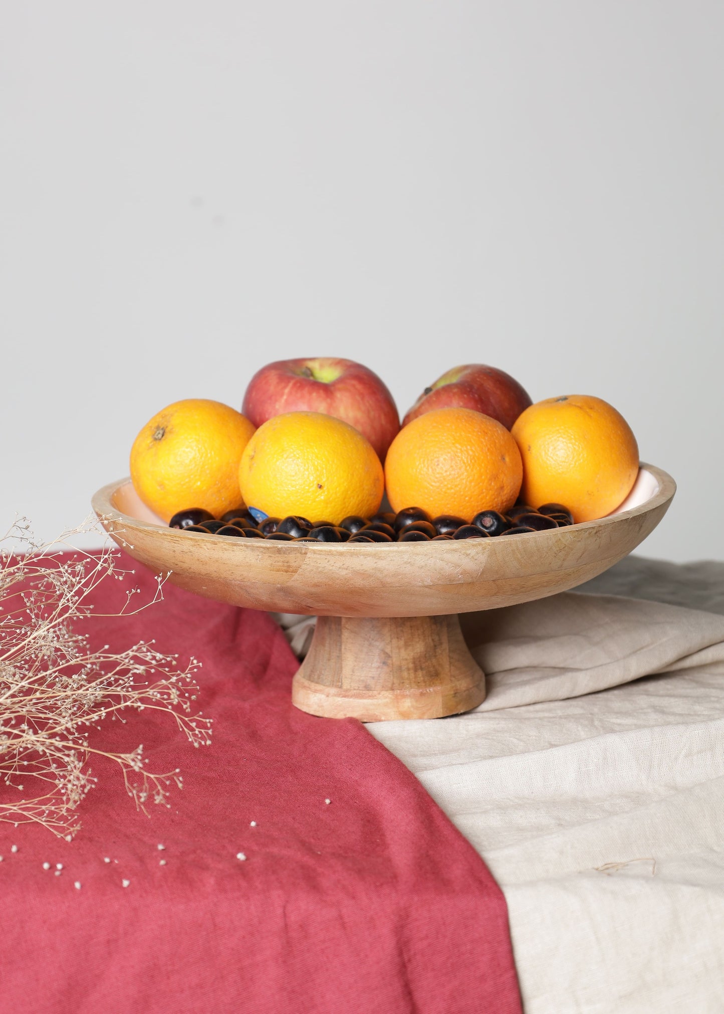 Mango Wood Fruit Platter - White Texture