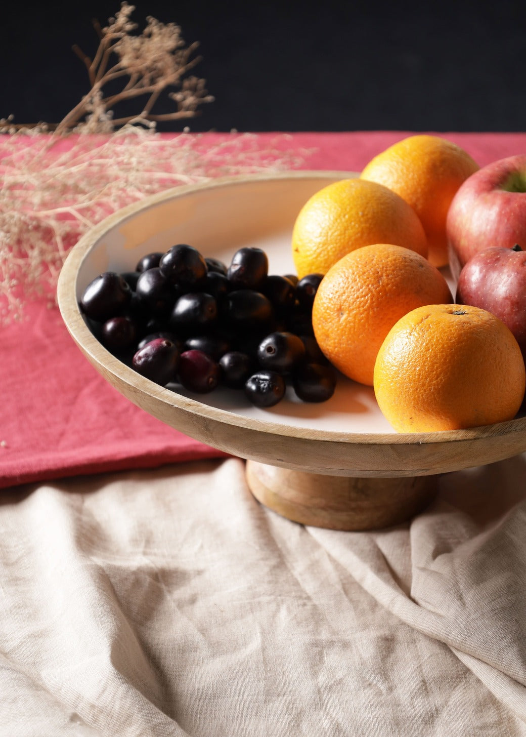 Mango Wood Fruit Platter - White Texture