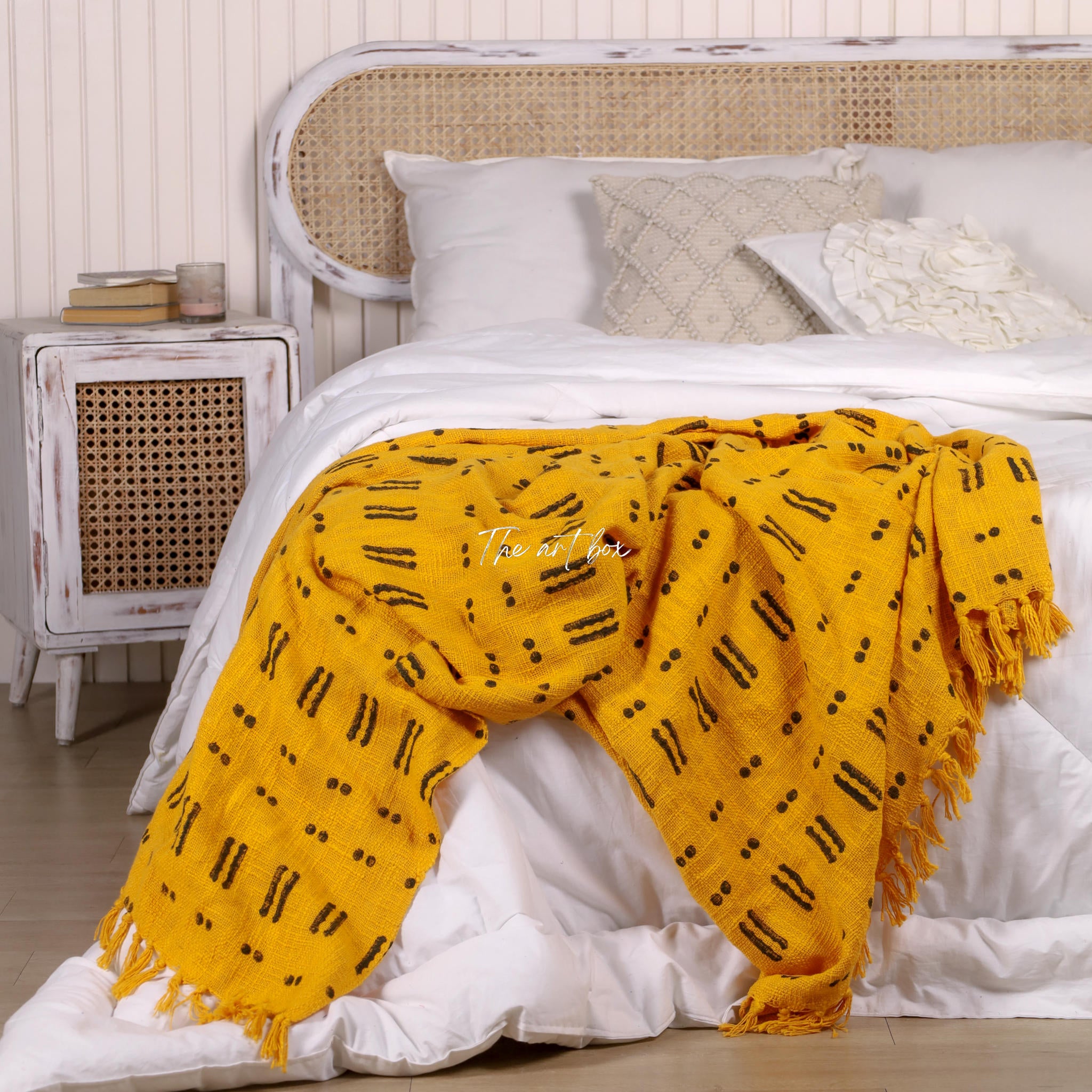 Yellow Daabu Print Throw