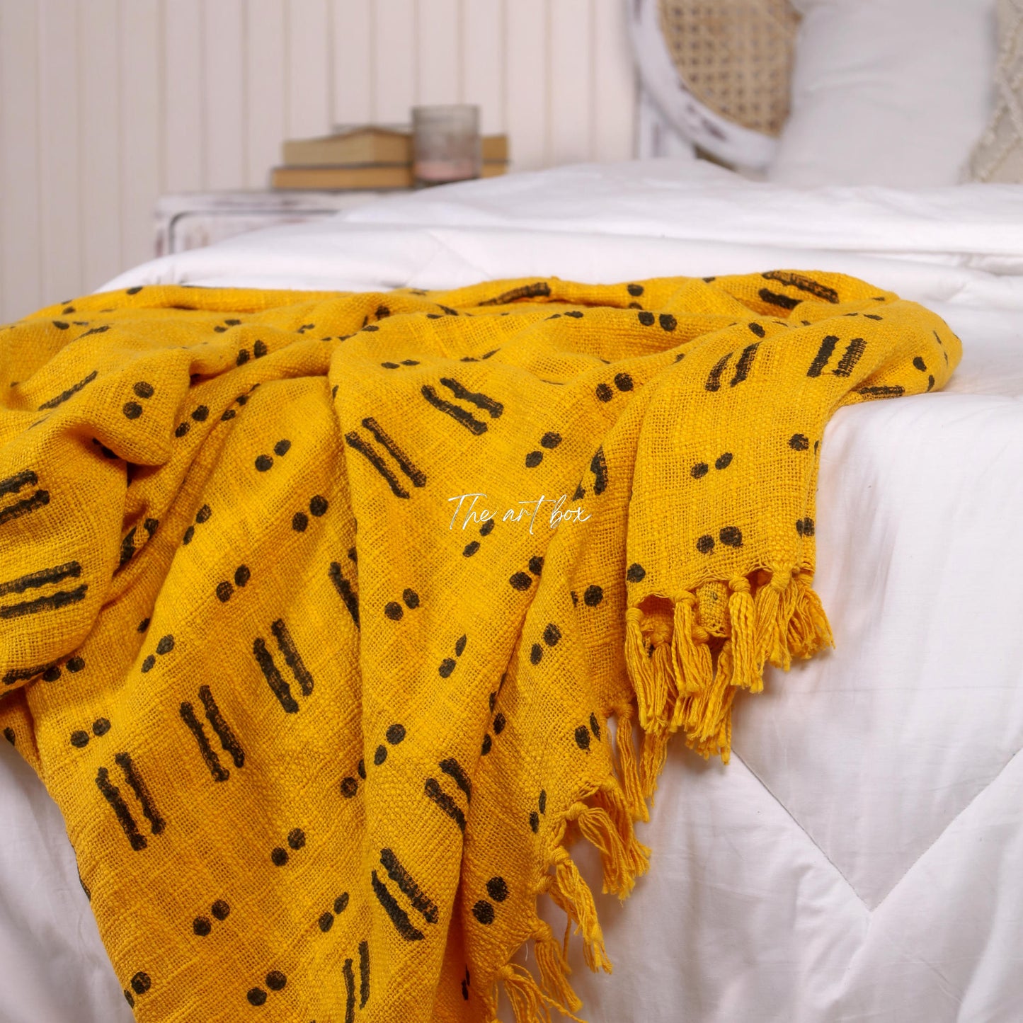 Yellow Daabu Print Throw