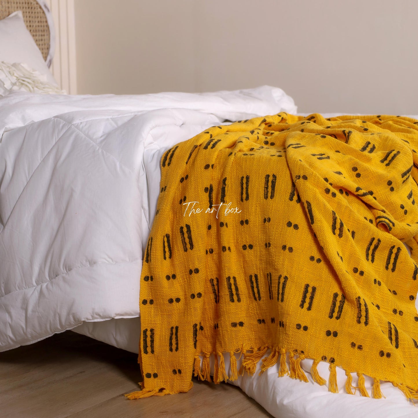 Yellow Daabu Print Throw