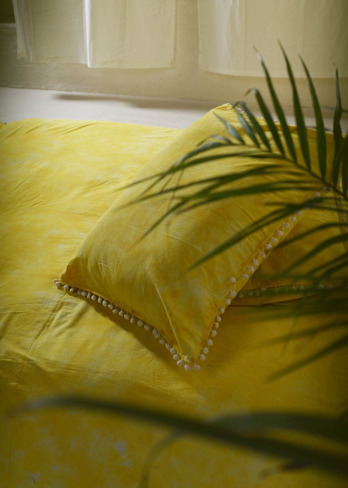 Yellow Tie-Dye Duvet Cover with Pillow cases Set