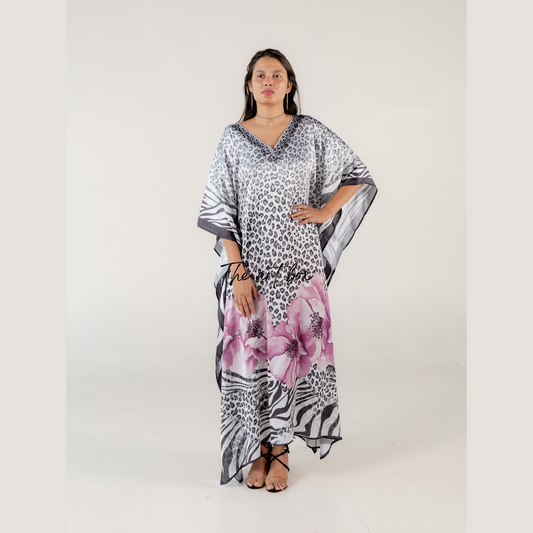 Chitah Print Kaftan Dresses for Women Suit Floral Pattern long Kaftan