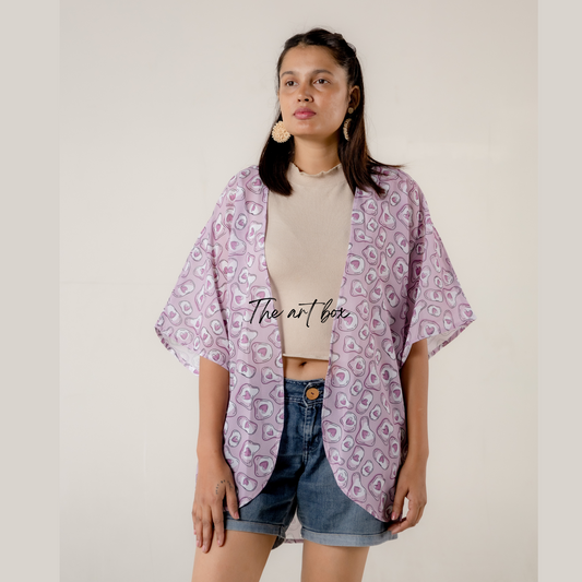 Women's Floral Print Puff Sleeve Kimono Cardigan Beach Wear Swimsuit Cover Up Casual Loose Blouse Tops