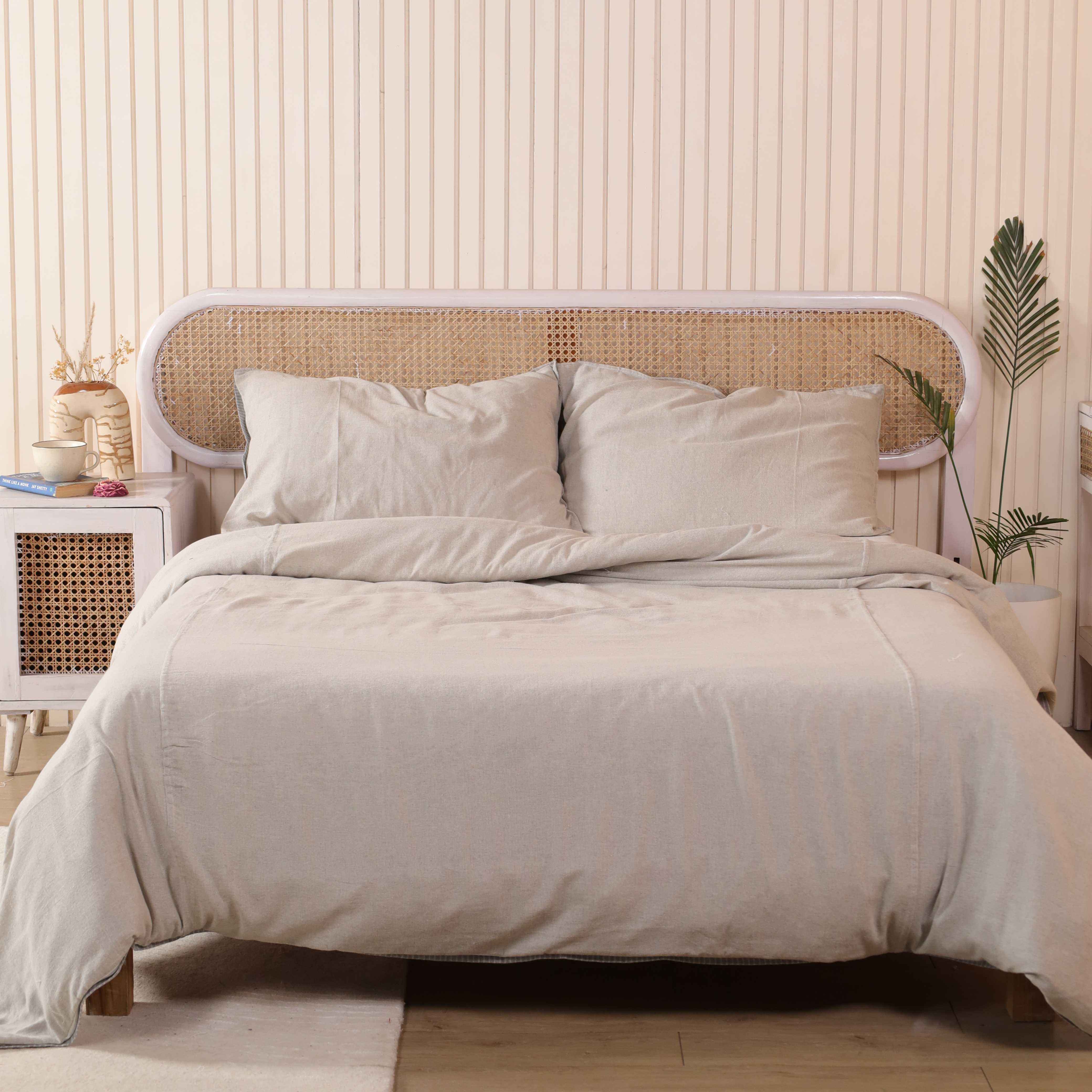 Solid Cotton Duvet Cover Set - Luxury Sand Beige Neutral Bedding for Minimalist Bedroom Decor