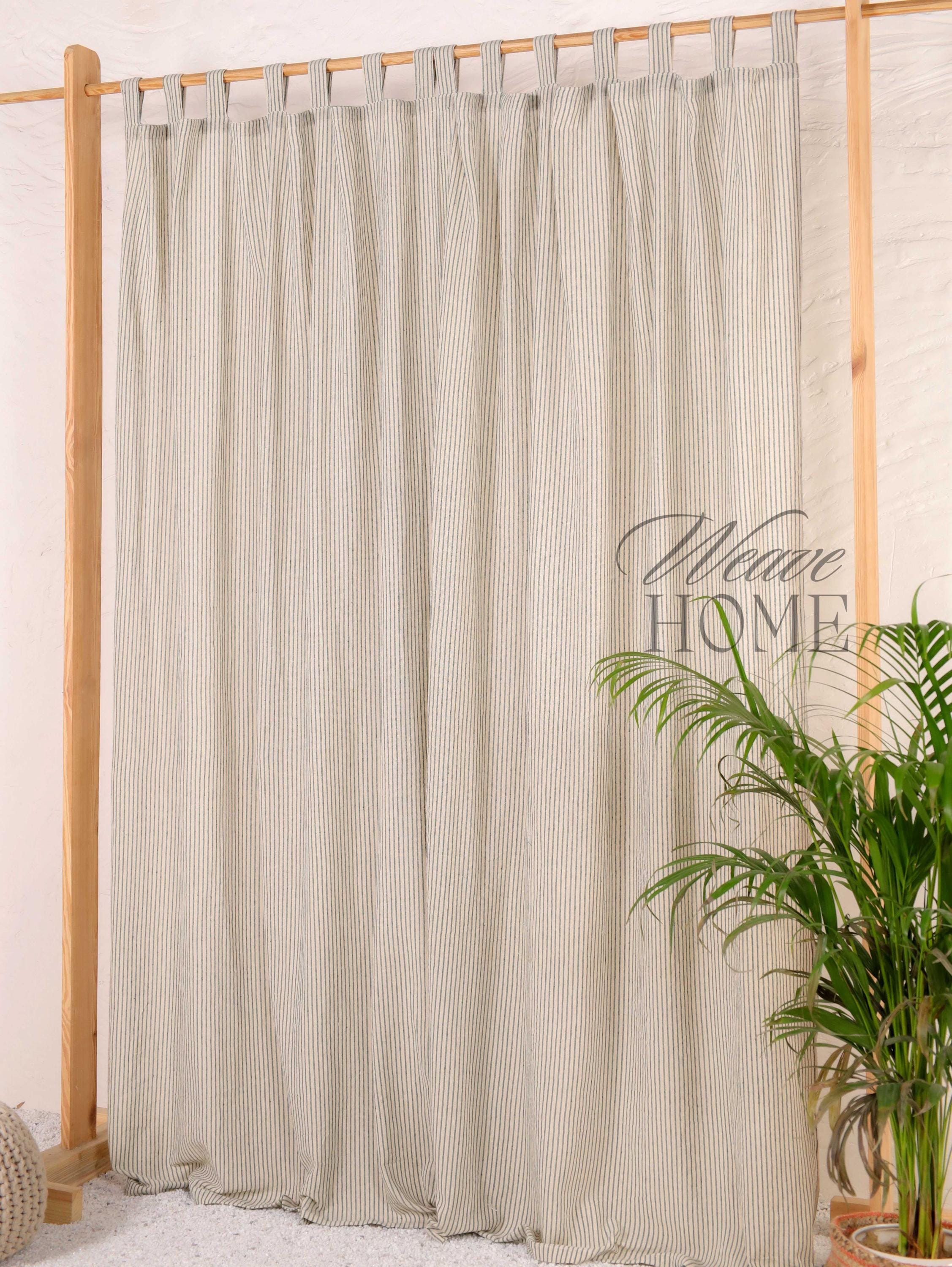 Bohemian Step Gauze Curtain Linen Panel Stripe 6 Color 3 Pattern Curtains Set of 2 Panels