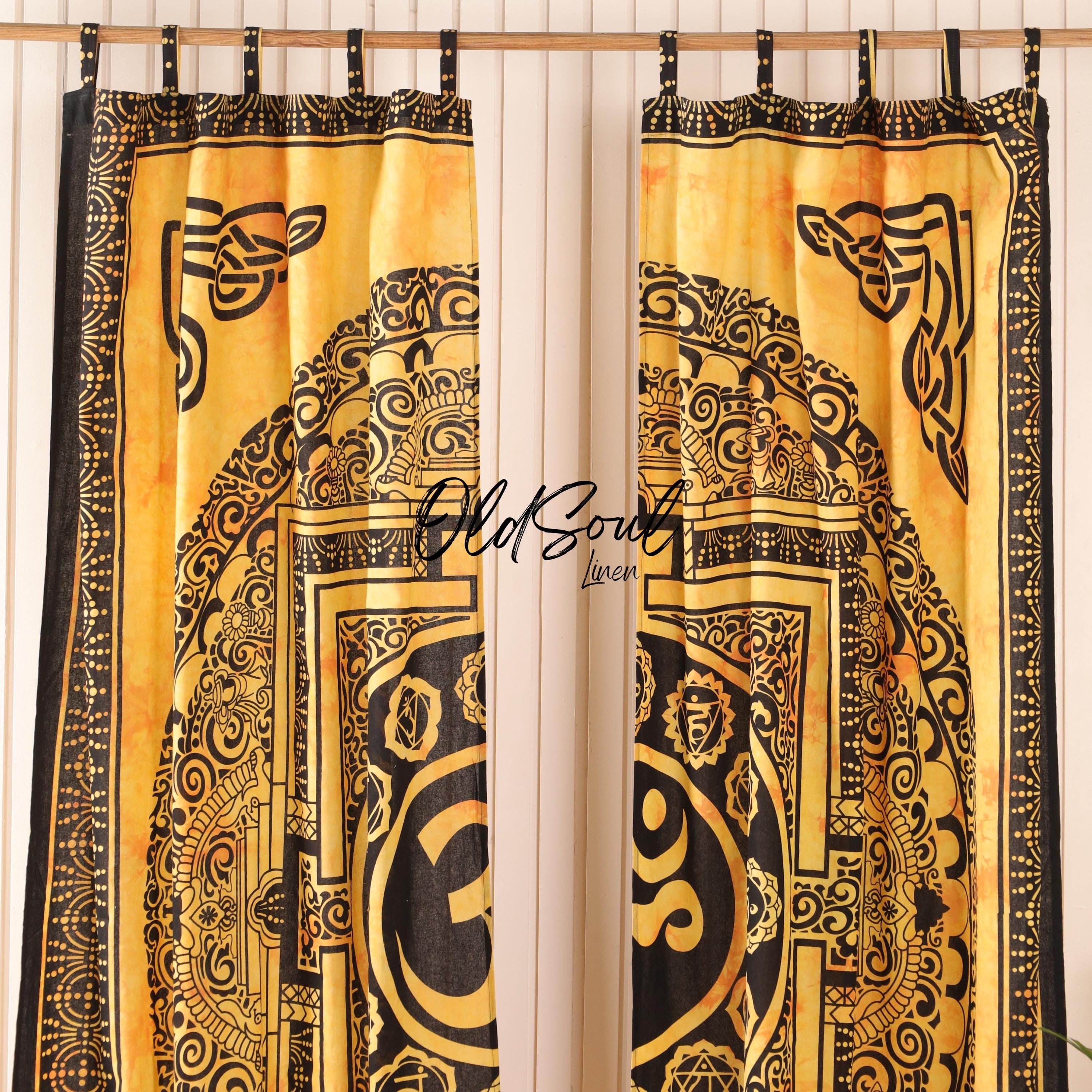 Batik Chakra Curtain, Bohemian Curtain, Window Valance, Curtains Bedroom, Sheer Curtain, Tap Top Curtain, Cotton Curtain, 2 Panel Set