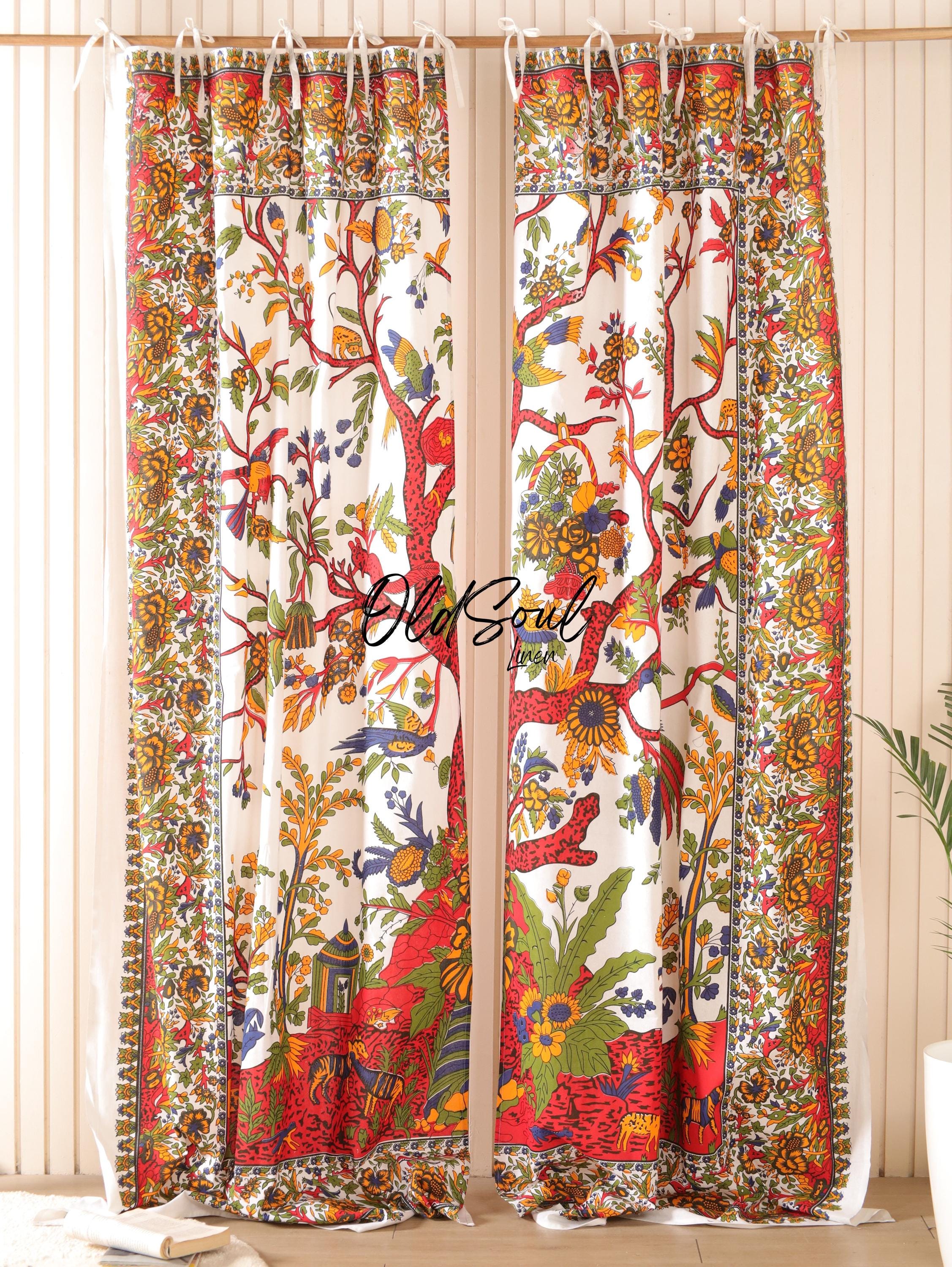 Bohemian Door & Window Treatments Curtain Tree of Life Mandala Drapes Door Panels for Home Décor