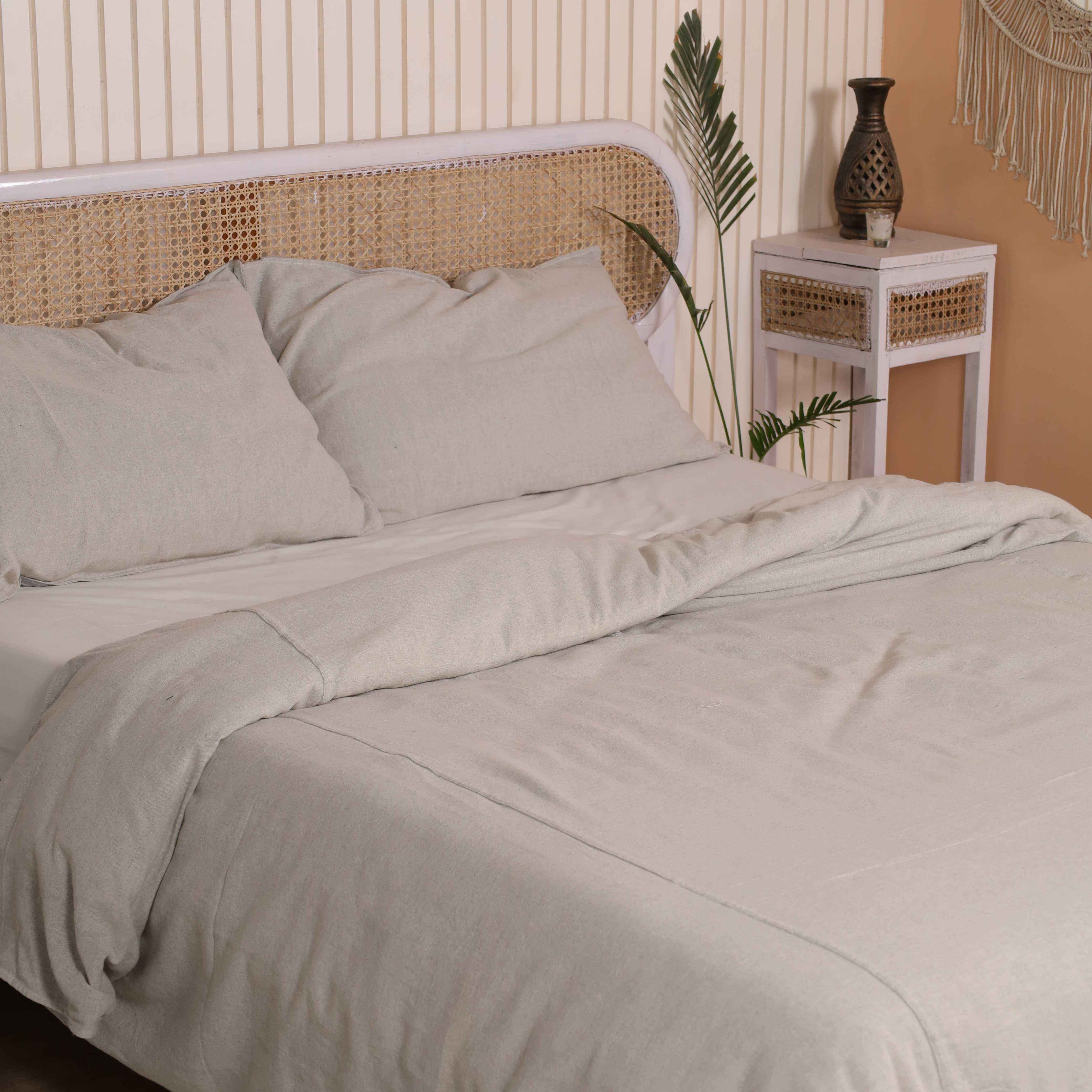 Solid Cotton Duvet Cover Set - Luxury Sand Beige Neutral Bedding for Minimalist Bedroom Decor