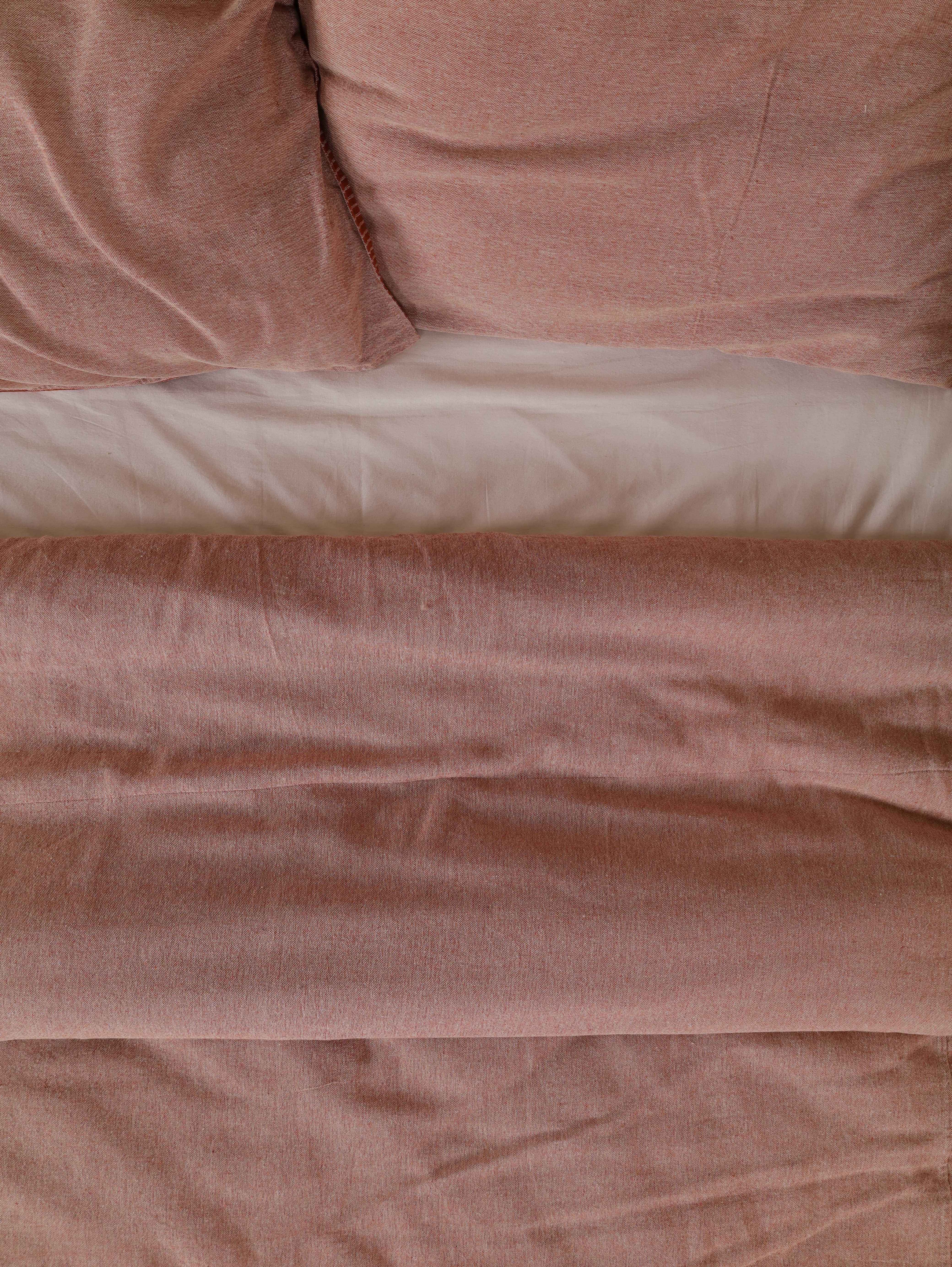 Faded Maroon Textured Boho Bedding Set - Vintage Cotton Duvet Cover