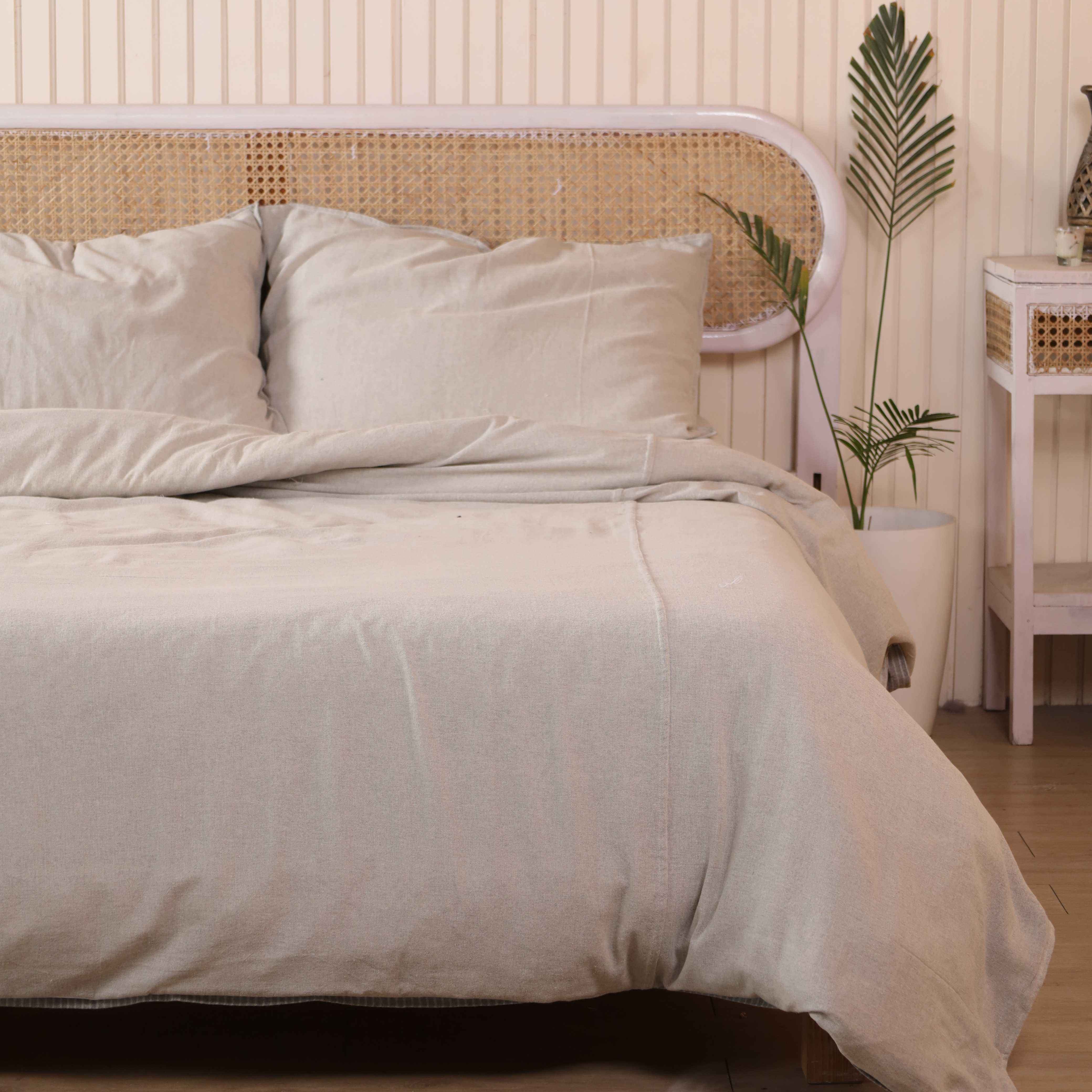 Solid Cotton Duvet Cover Set - Luxury Sand Beige Neutral Bedding for Minimalist Bedroom Decor