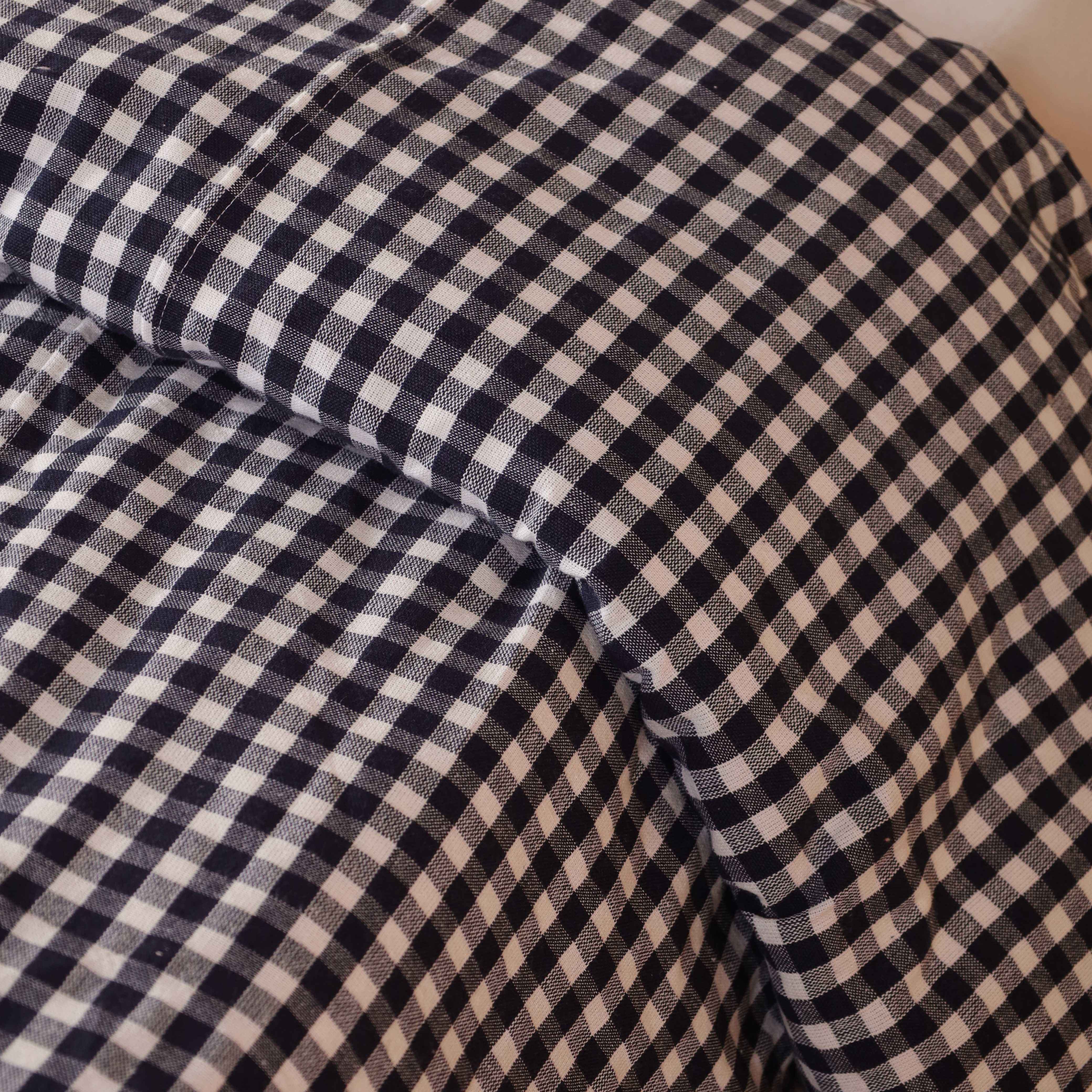 Navy Blue Gingham Bedding Set - Classic Plaid Cotton Duvet & Shams